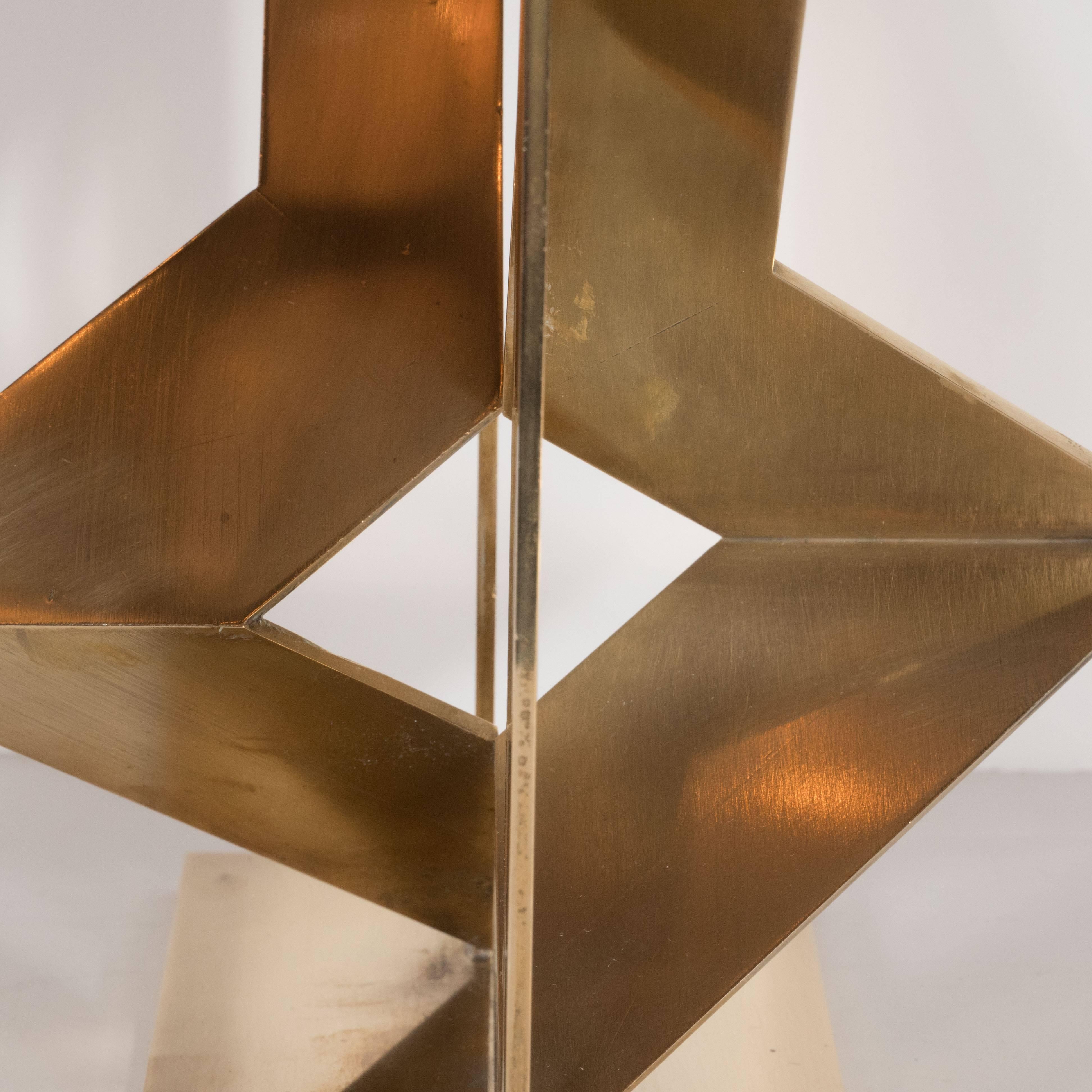 Late 20th Century Mid-Century Modernist Abstract Sculpture by Mathias Goeritz in Polished Brass