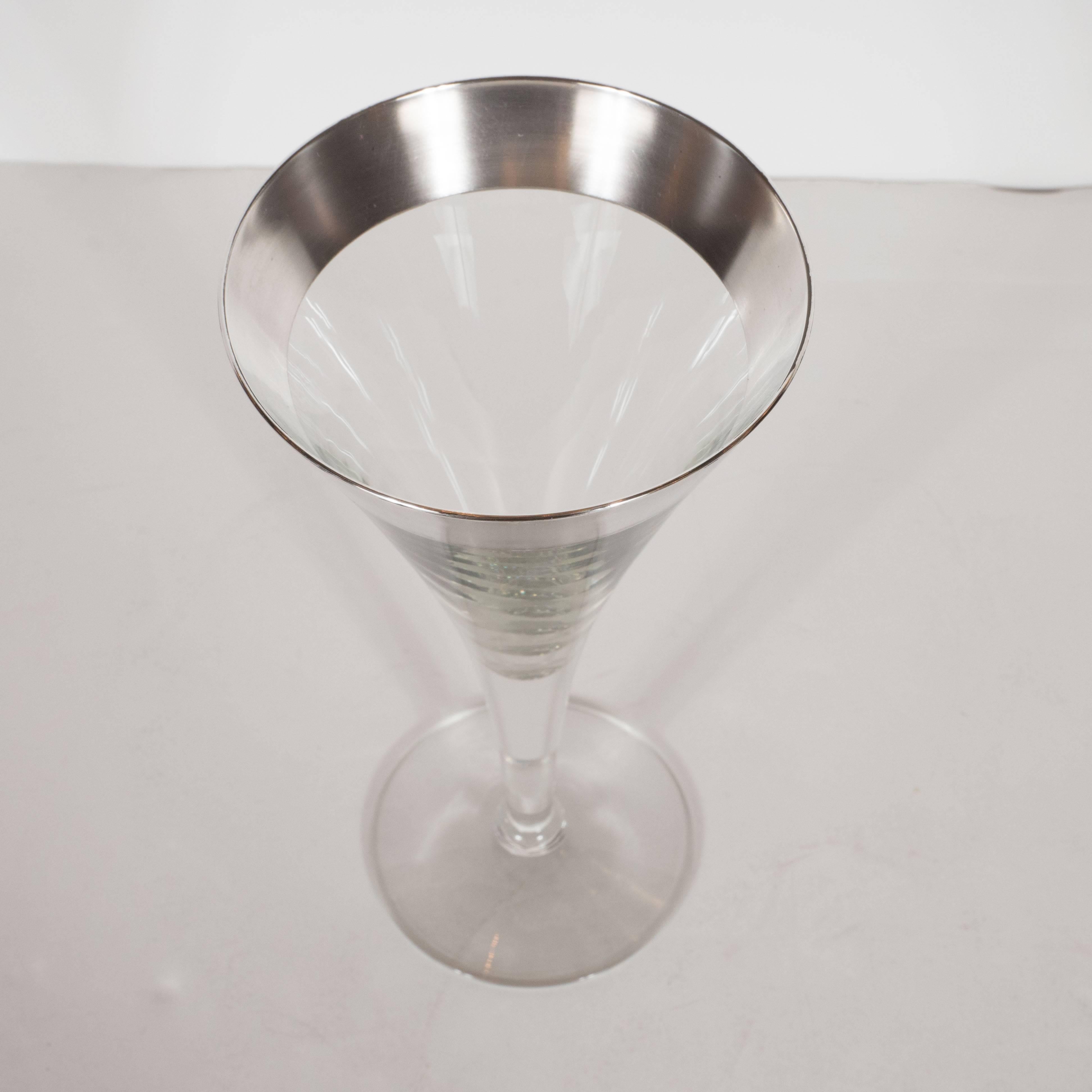 American Mid-Century Sterling Silver Overlaid Martini / Wine Glasses by Dorothy Thorpe