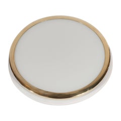 Mid-Century Scandinavian Recessed Flush Mounts with Brass and Frosted Glass