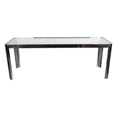 Mid-Century Modernist Console Table in Seamless Polished Chrome & Mirror by Pace