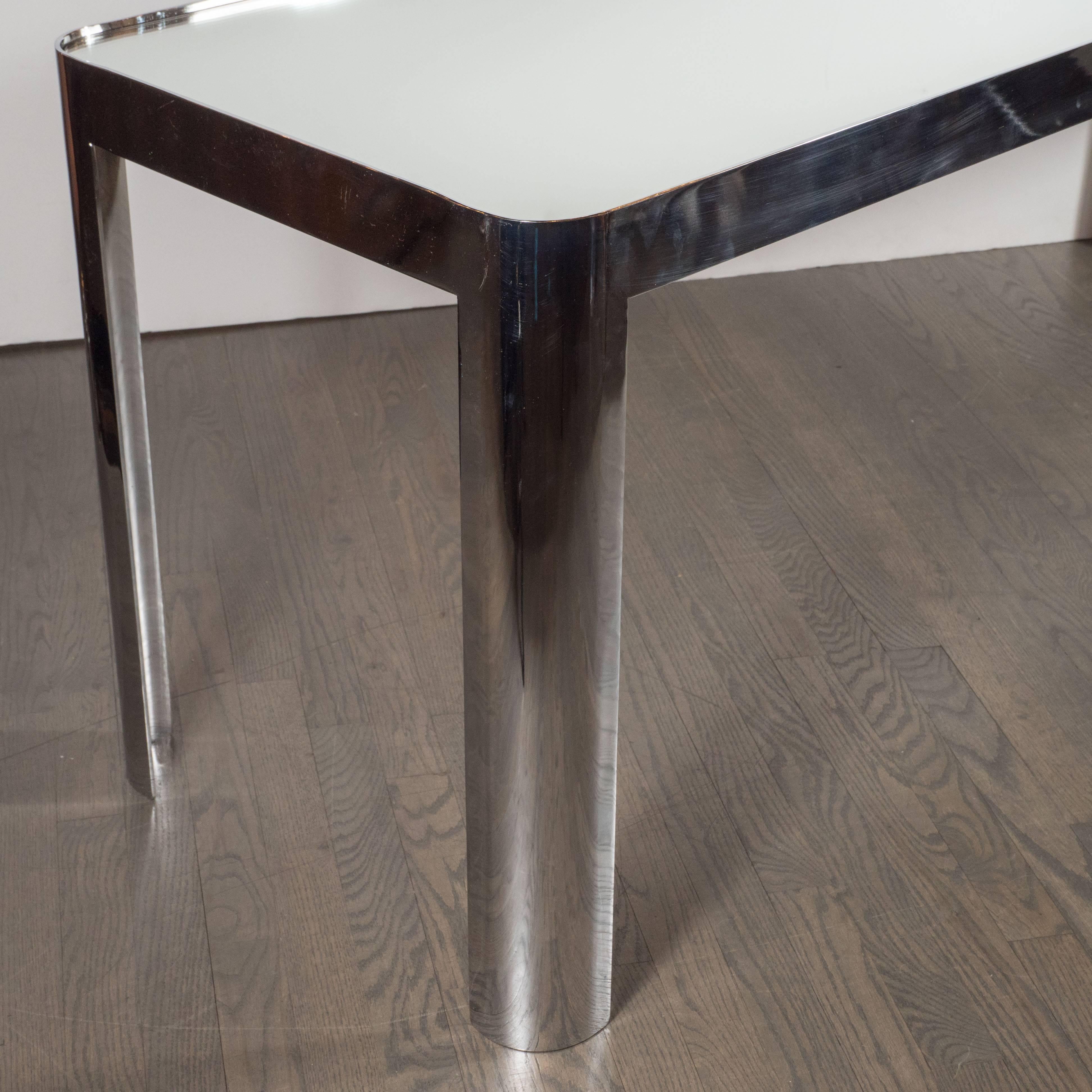 Mid-Century Modernist Console Table in Seamless Polished Chrome & Mirror by Pace In Excellent Condition In New York, NY