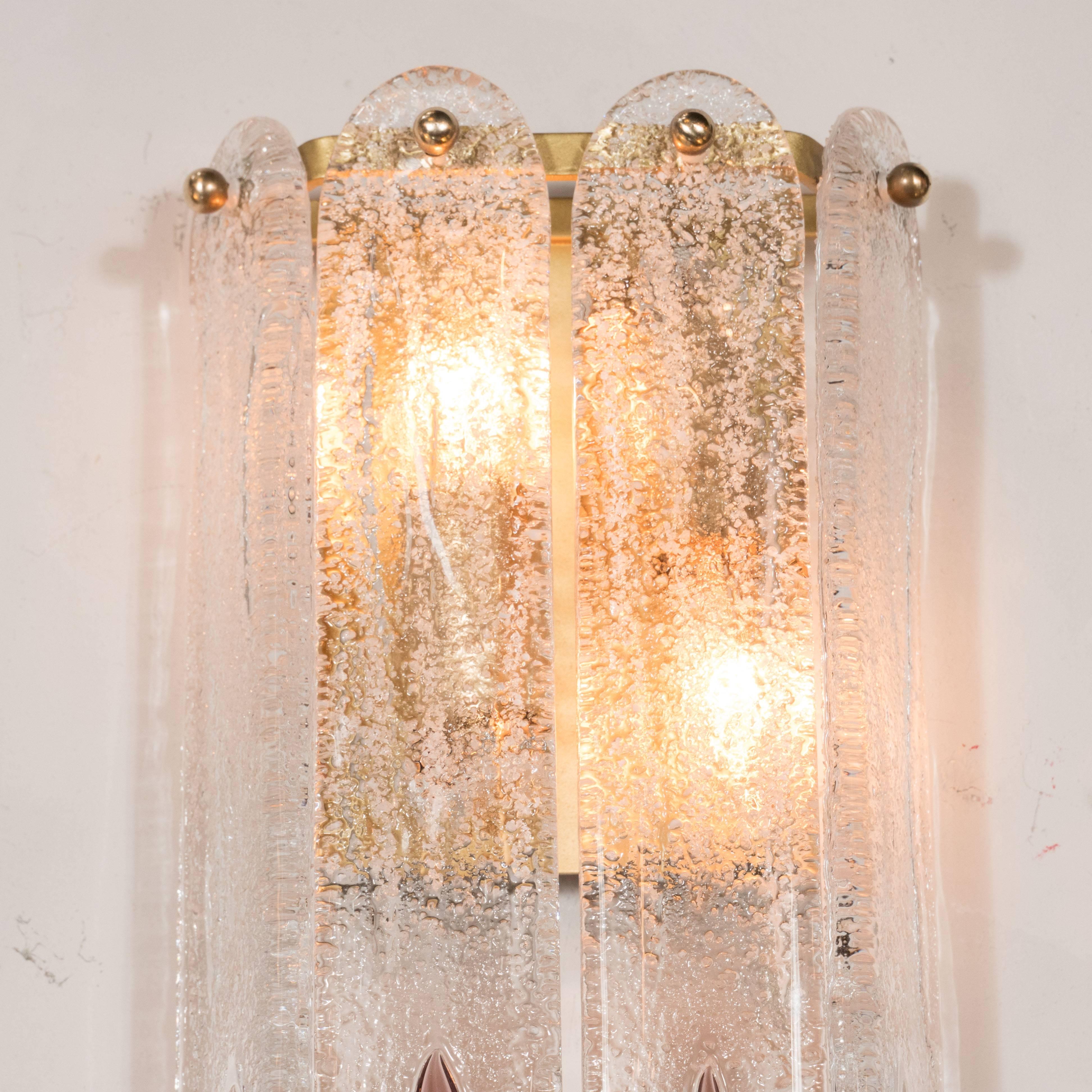 Mid-20th Century Mid-Century Modernist Mazzega Lilac Teardrop Sconces with Brass Fittings