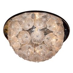 Handblown Murano Textured Glass Floral Chandelier with Polished Chrome Fittings 3