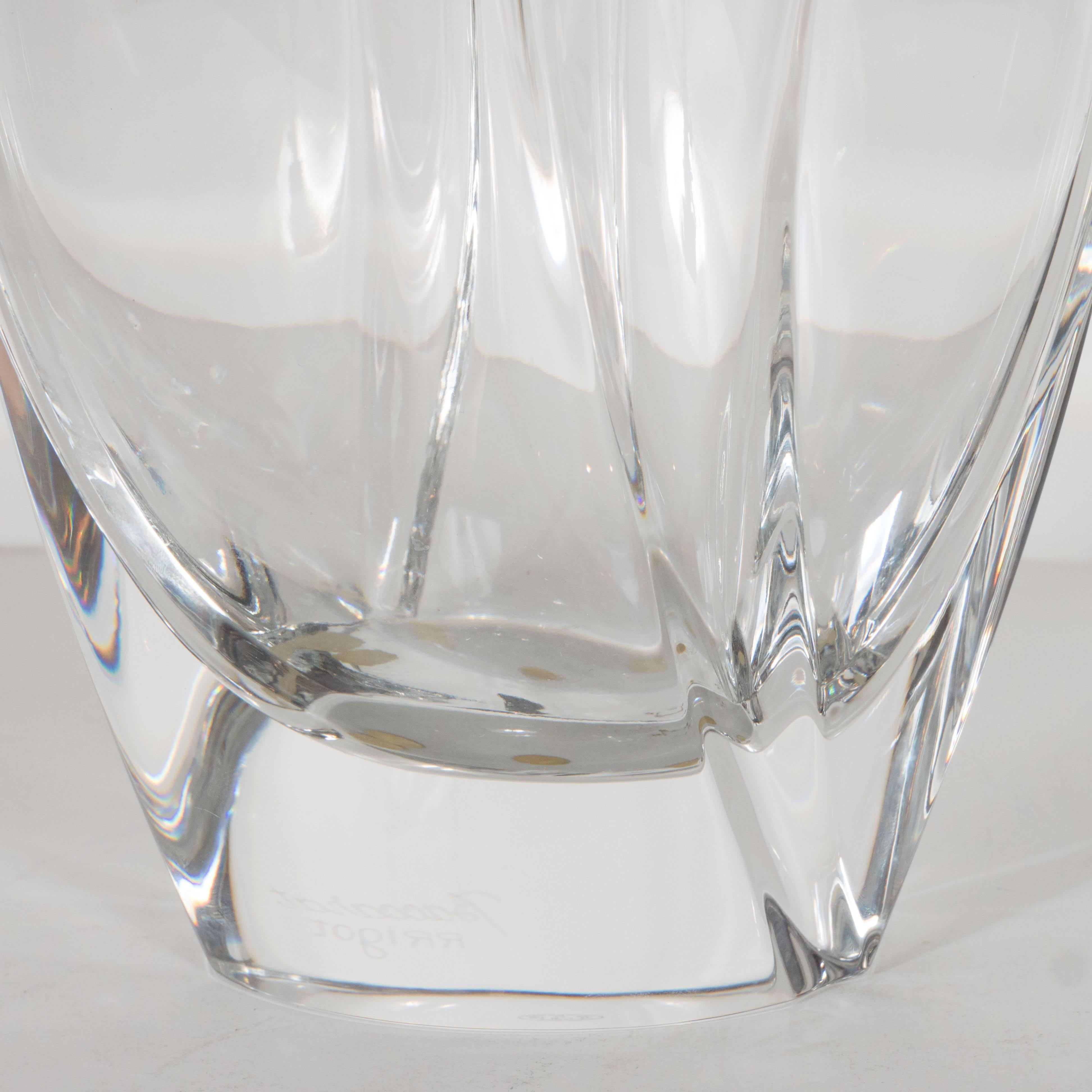 Stunning French Modernist Crystal Vase by Robert Rigot for Baccarat In Excellent Condition In New York, NY