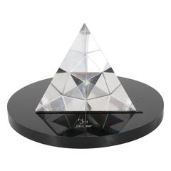 Modernist and Luminous Clear Lucite Prism Pyramid Sculpture