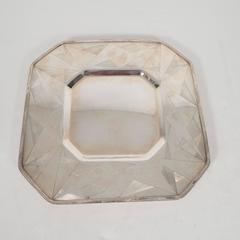 Art Deco Skyscraper Style Silver Plated Tray with Chased Geometric Designs