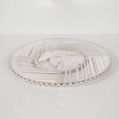 Art Deco Sterling Silver Overlay Horse Plate with Hobnail Details