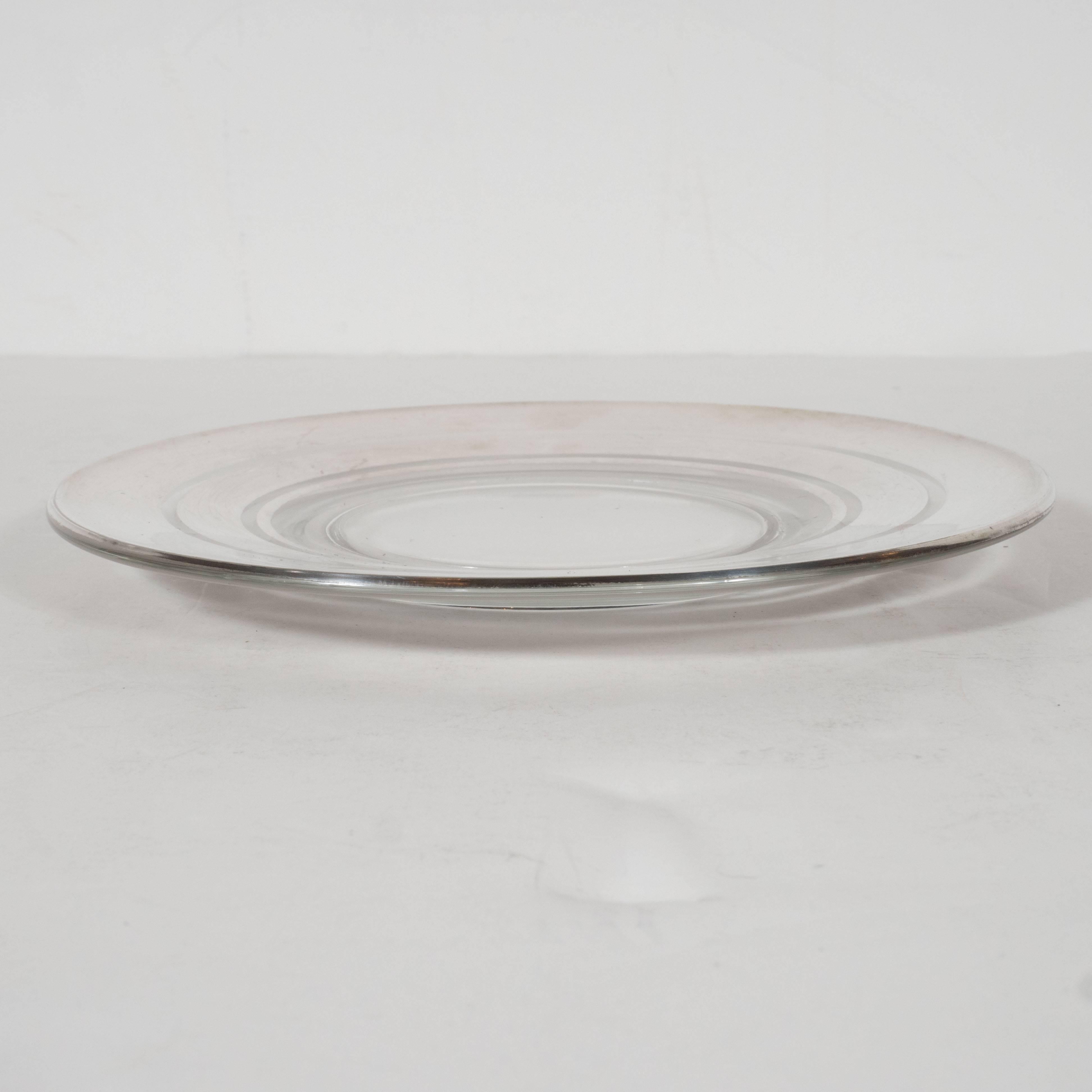 American Six Art Deco Sterling Silver Overlaid Hors D'Oeuvres Plates by Dorothy Thorpe