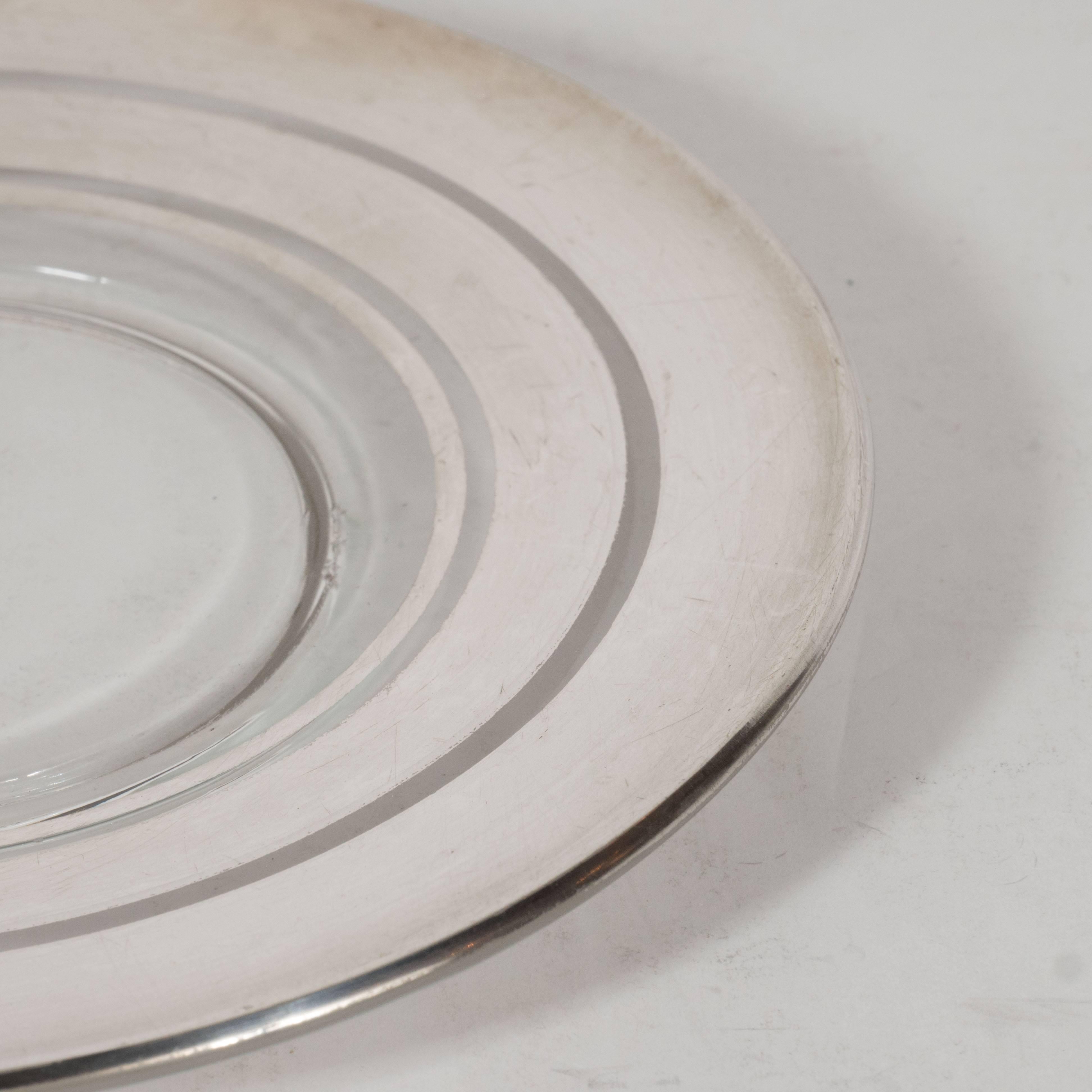 Silvered Six Art Deco Sterling Silver Overlaid Hors D'Oeuvres Plates by Dorothy Thorpe