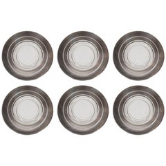 Six Art Deco Sterling Silver Overlaid Hors D'Oeuvres Plates by Dorothy Thorpe
