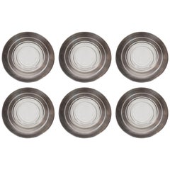 Six Art Deco Sterling Silver Overlaid Hors D'Oeuvres Plates by Dorothy Thorpe