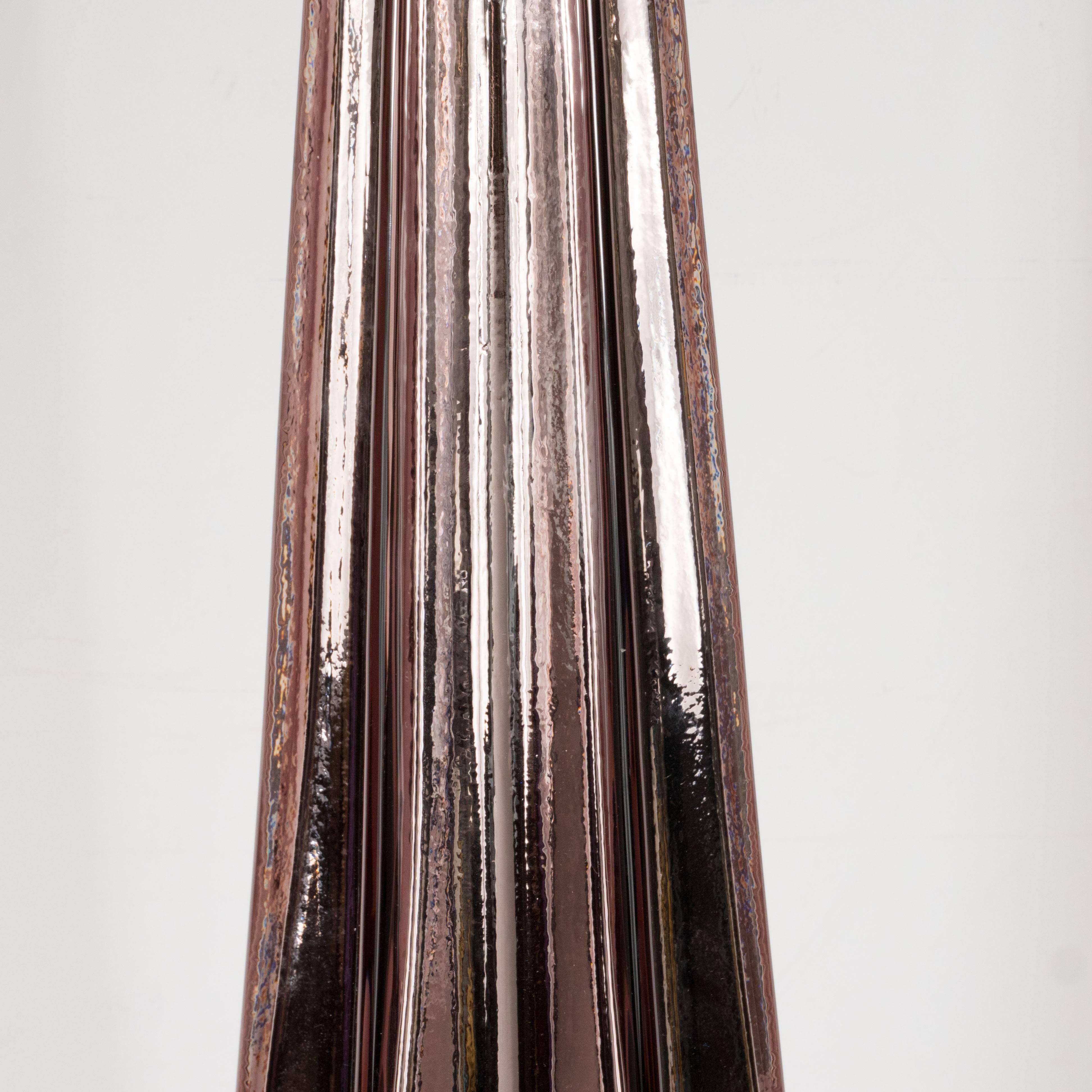 Contemporary Modernist Smoked Amethyst Handblown Murano Mercury Glass Table Lamps