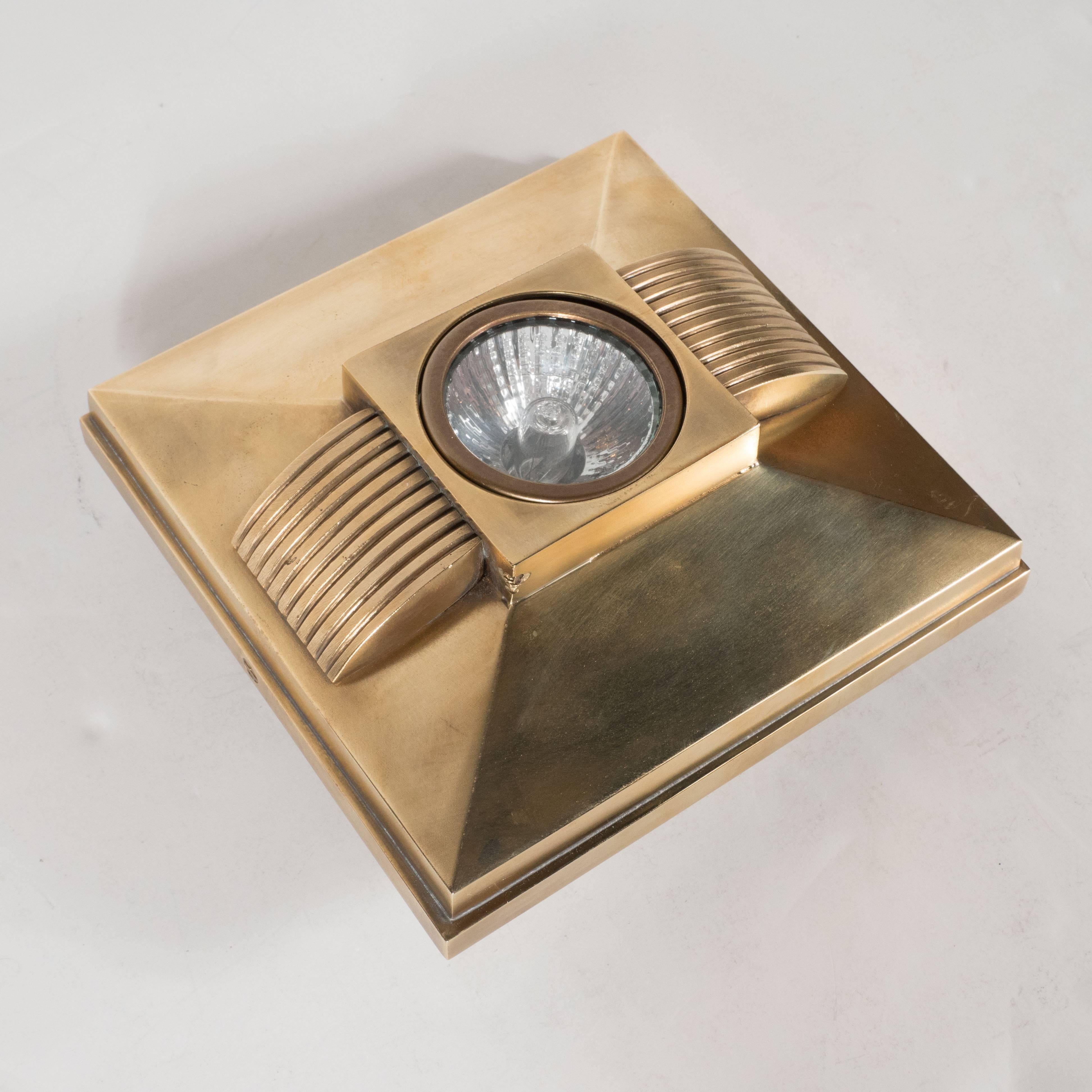 Art Deco Style Brushed Bronze Spotlight with Streamline Design In Excellent Condition In New York, NY