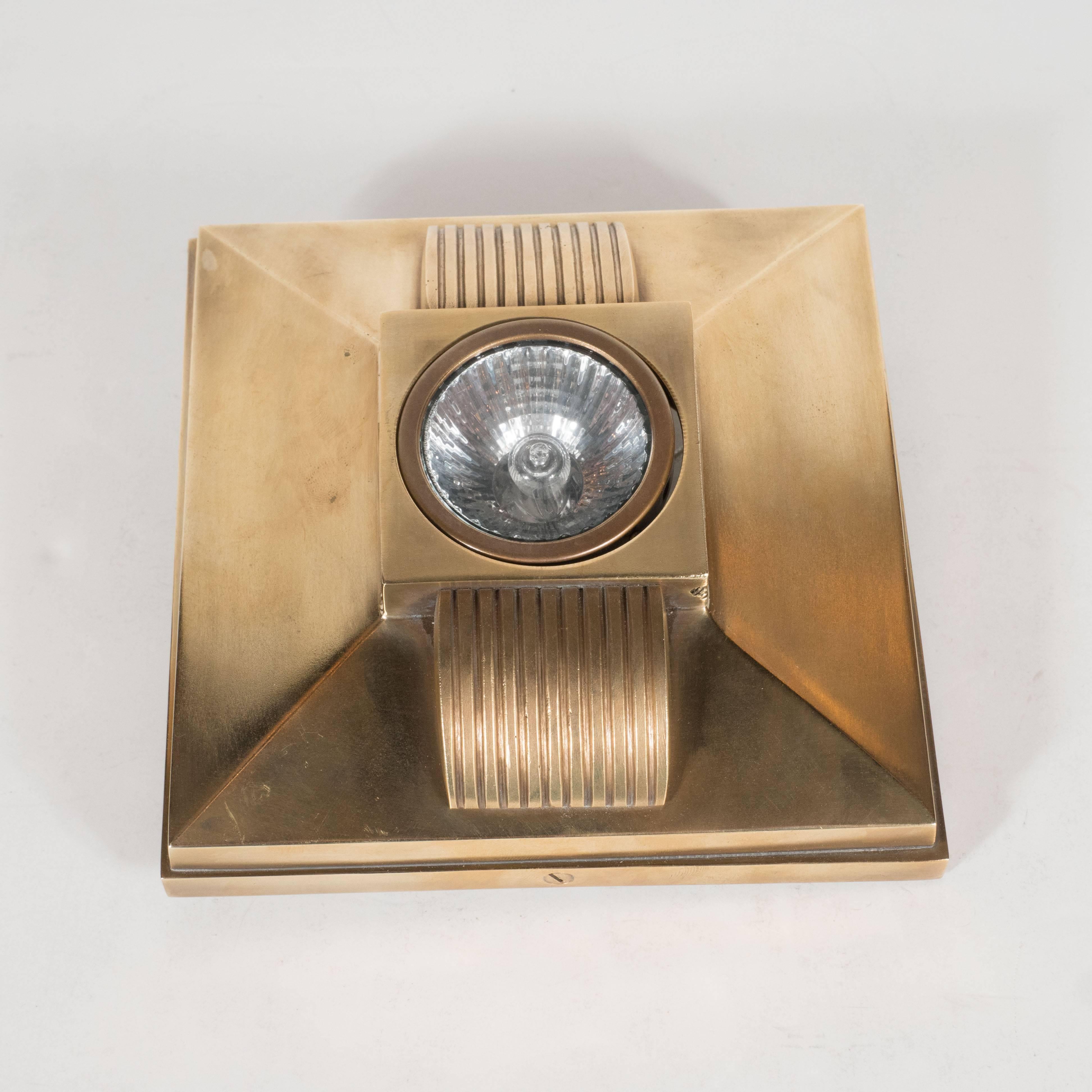 Contemporary Art Deco Style Brushed Bronze Spotlight with Streamline Design