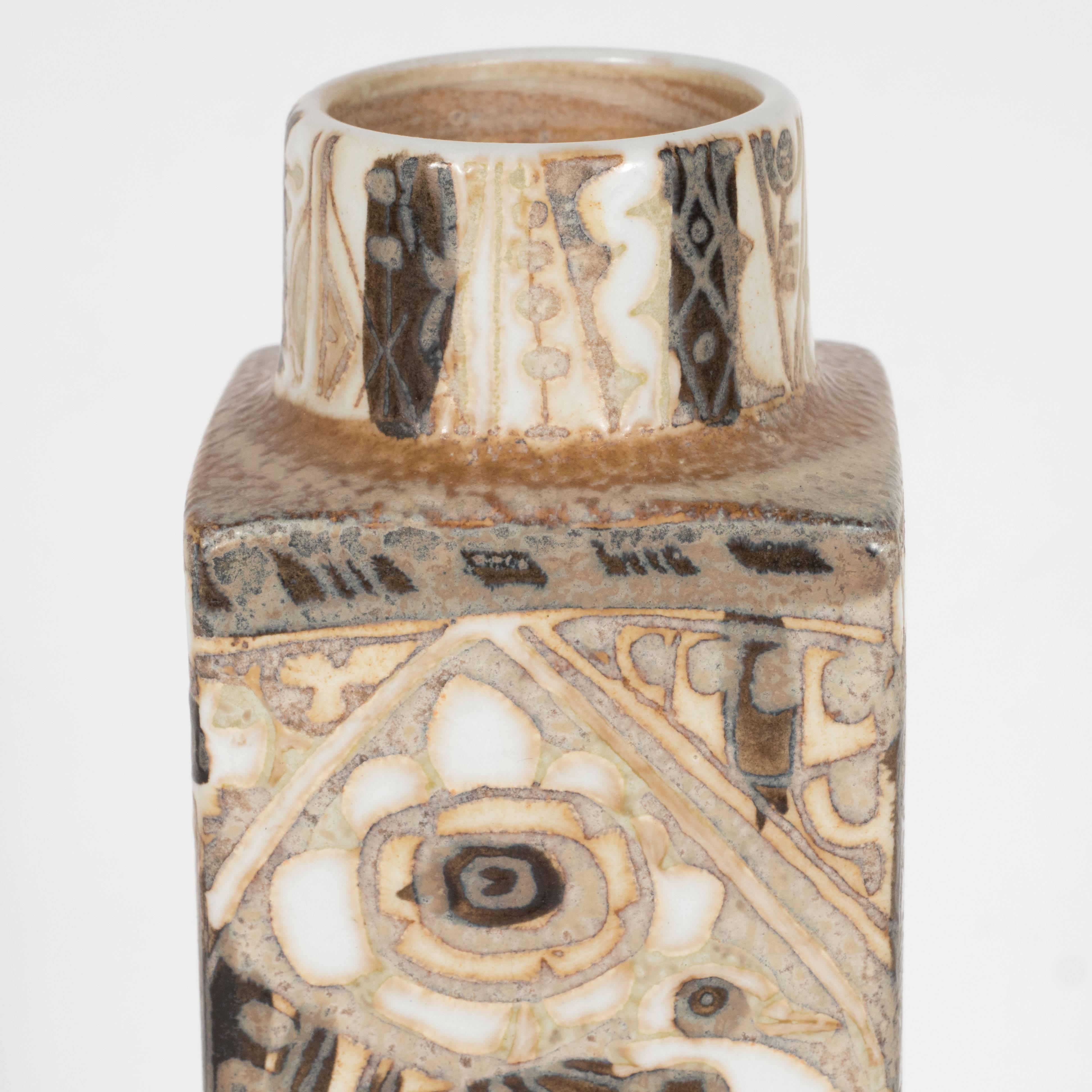 Mid-20th Century Mid-Century Modernist Ceramic Danish Vase with Geometric Designs, Nils Thorsson