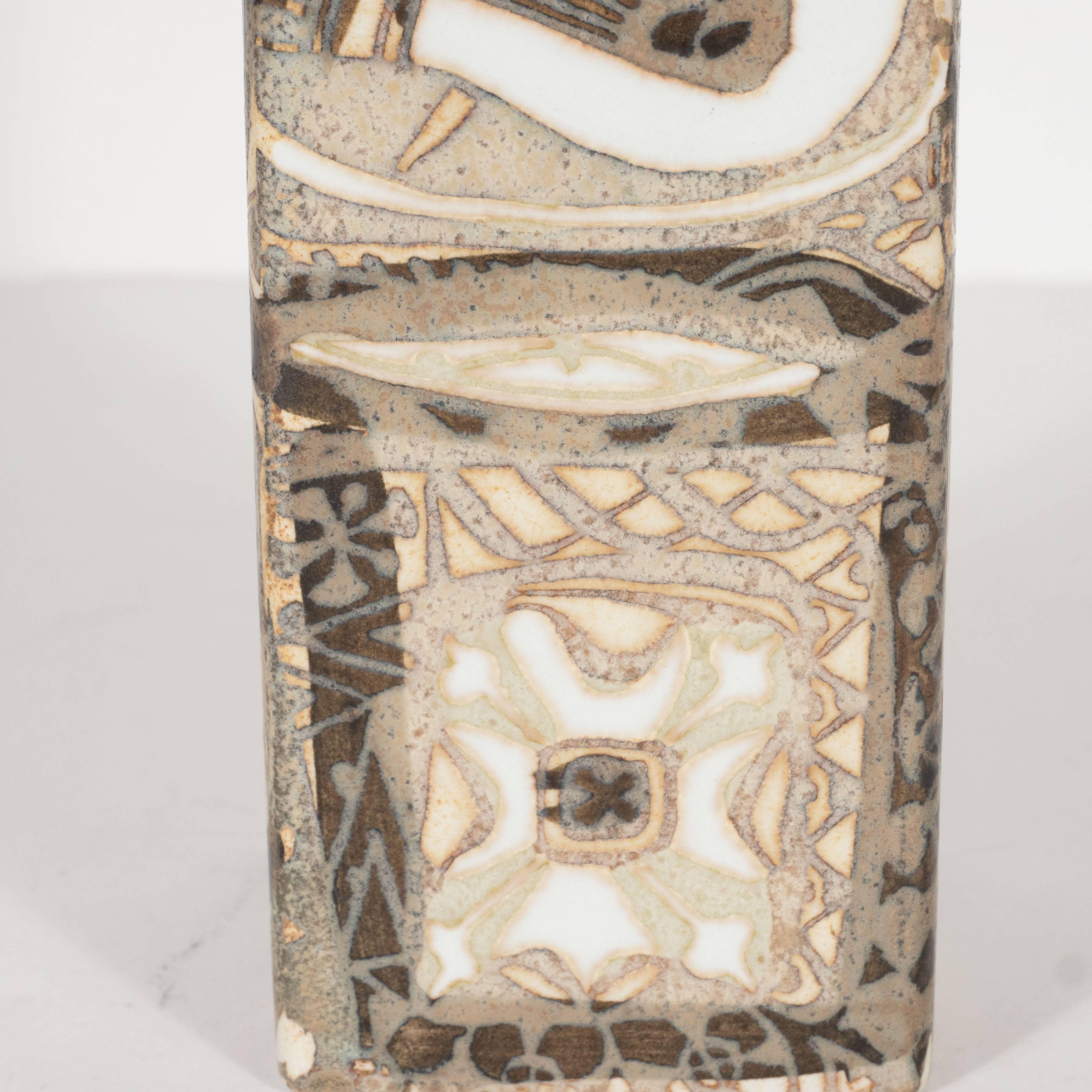 Mid-Century Modernist Ceramic Danish Vase with Geometric Designs, Nils Thorsson 2