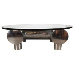 Mid-Century Modernist Custom Chrome and Glass Cocktail Table by William Pye