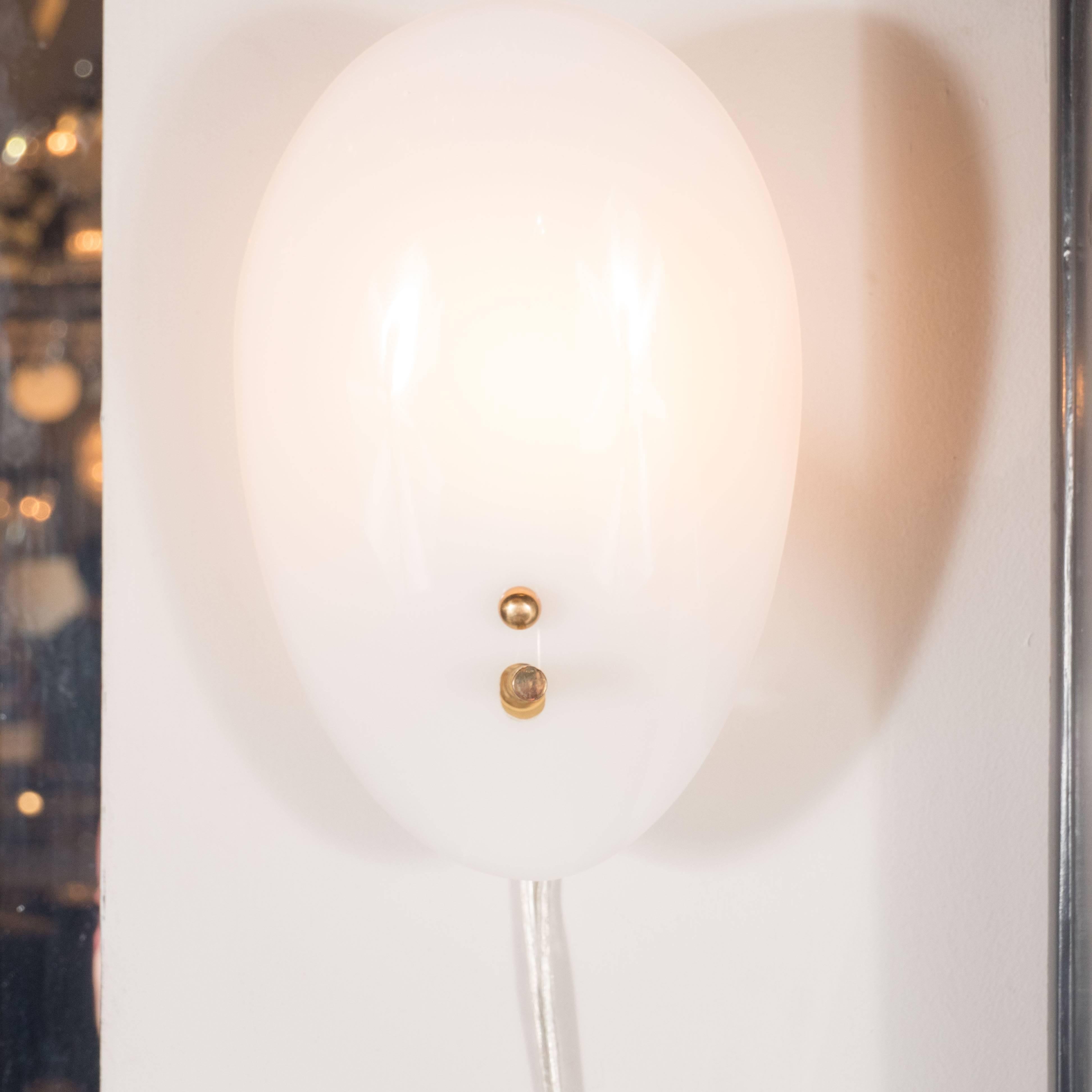 American Sophisticated Mid-Century Pair of Ovoid Wall Sconces in Lucite