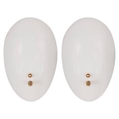 Sophisticated Mid-Century Pair of Ovoid Wall Sconces in Lucite
