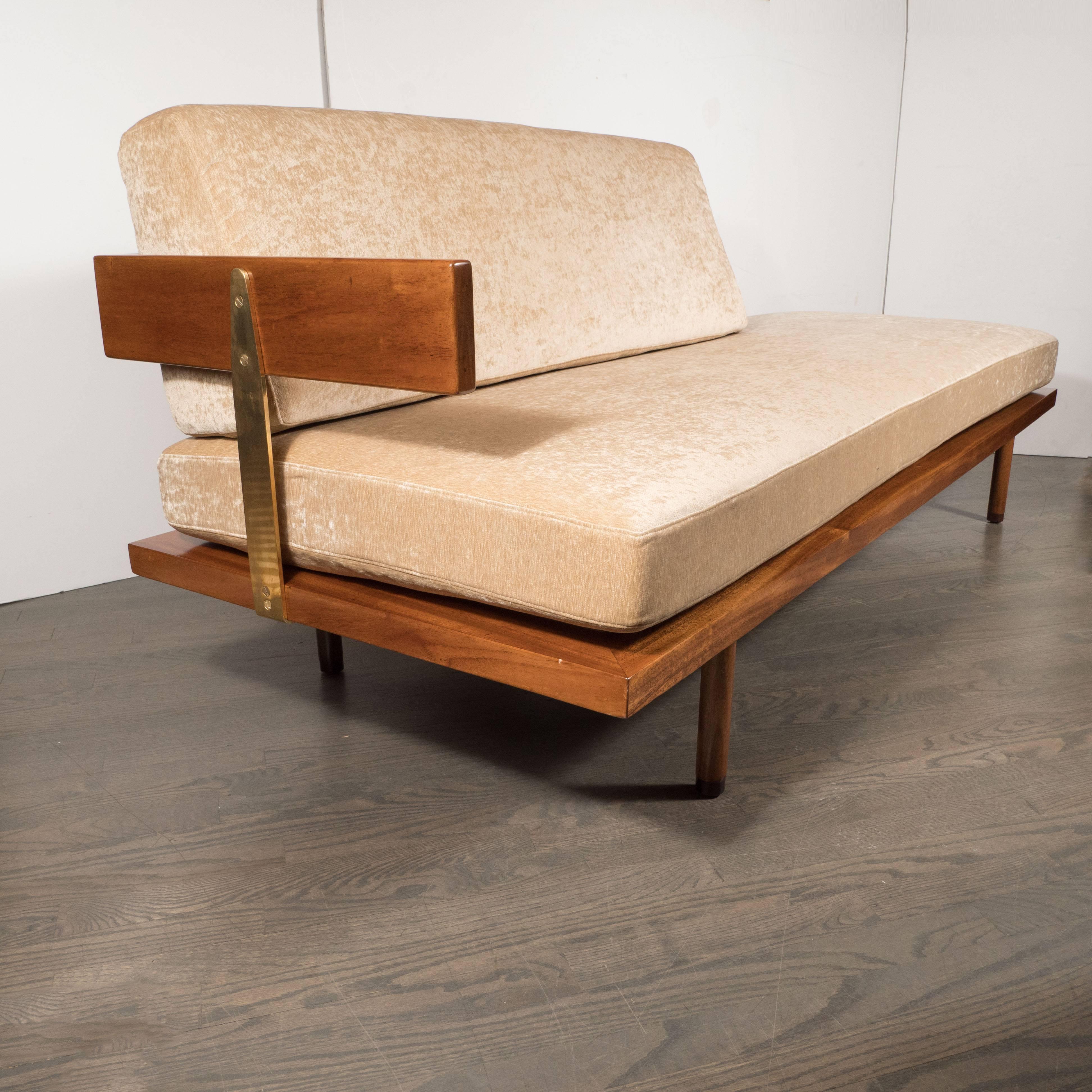 This sophisticated and chic daybed/chaise exemplifies American Mid-Century design at its best. Conceived by Harvey Probber, circa 1960, this piece exemplifies the clean and austere design for which he has become a legendary figure in Mid-Century