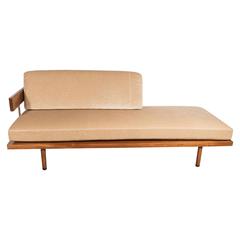 Midcentury Chaise by Harvey Probber with Mahogany and Brass Supports
