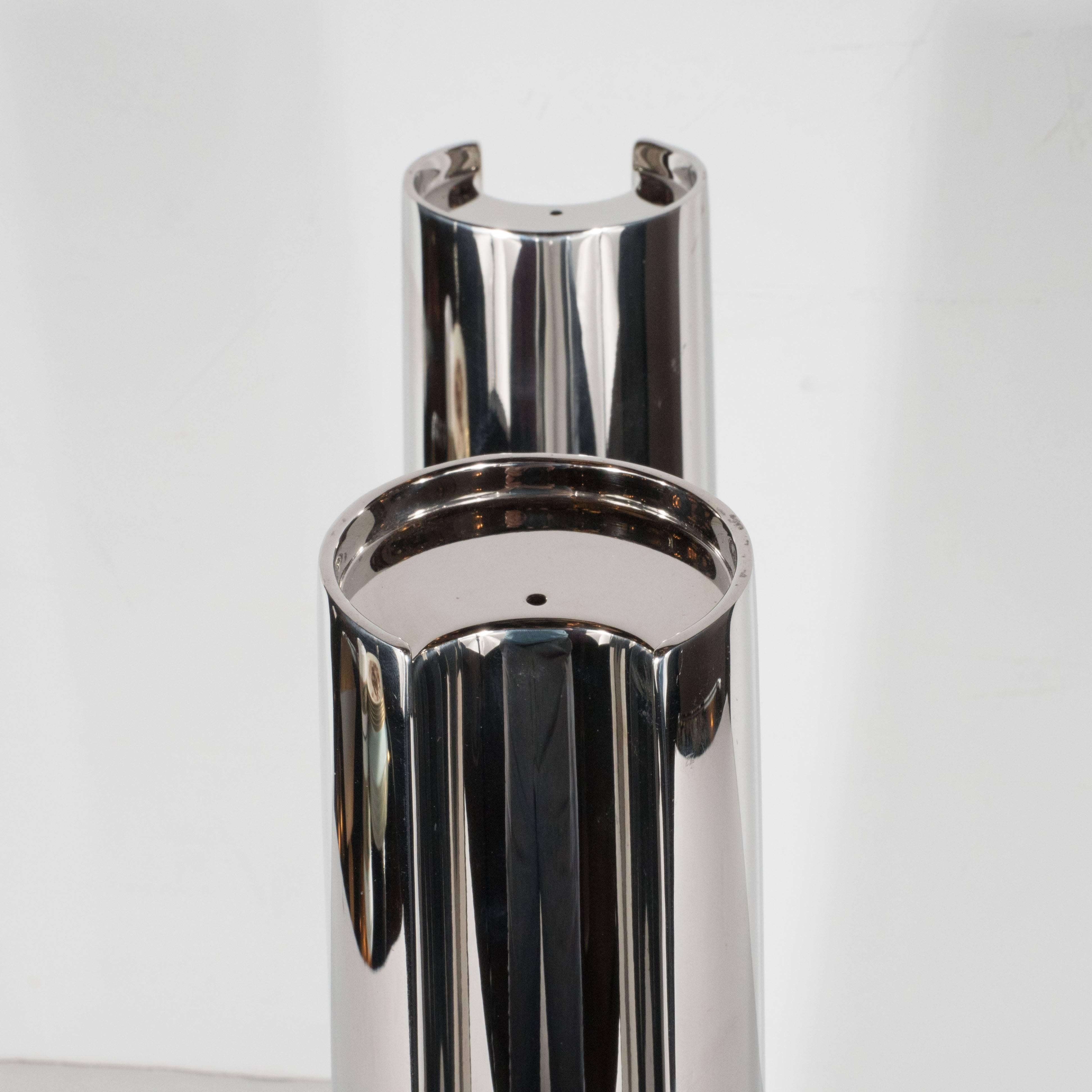 Modern Polished Stainless Steel Copenhagen Design Candle Holder by Georg Jensen