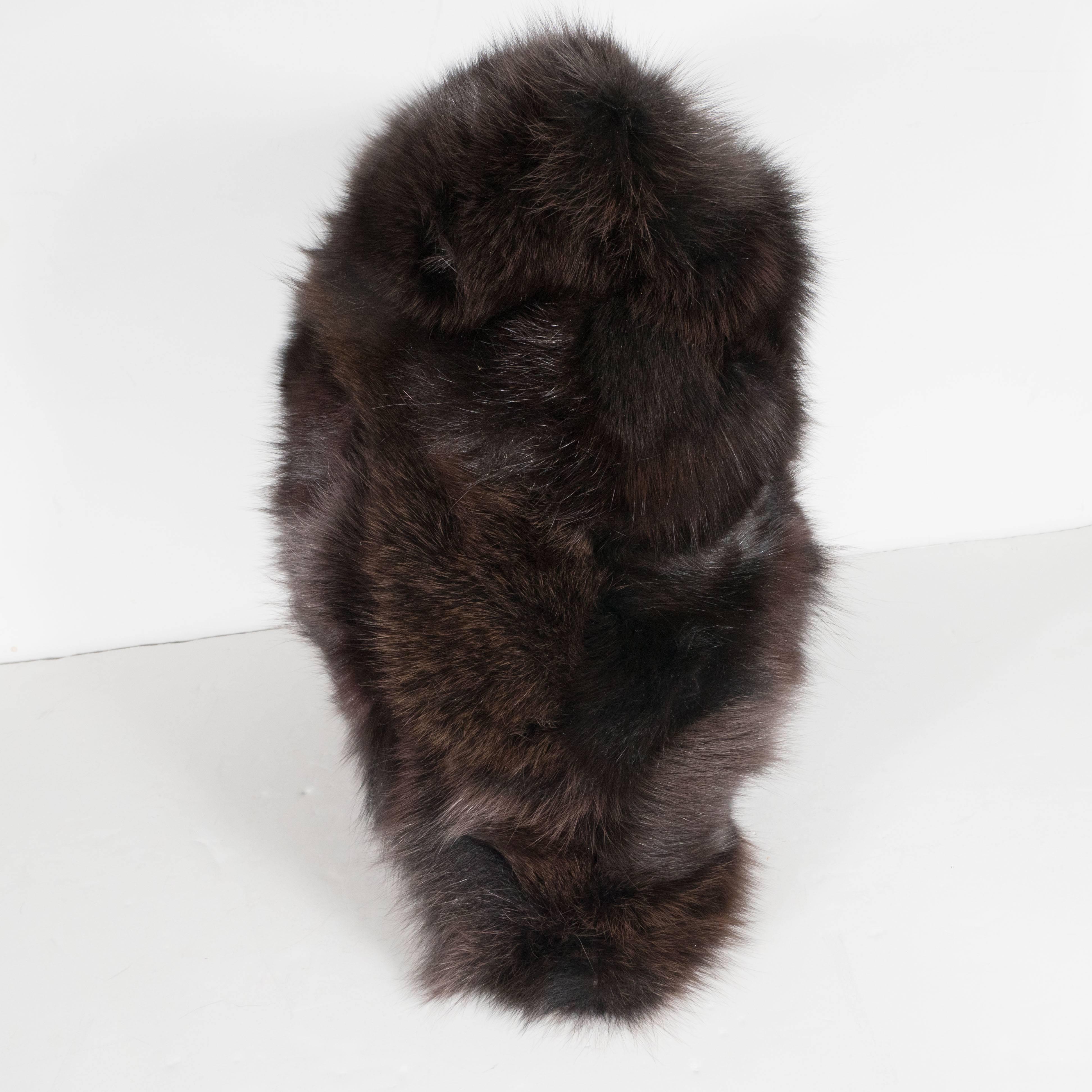Modern Luxurious Custom New Handmade Fox Fur Pillows in a Stunning Onyx Shade For Sale