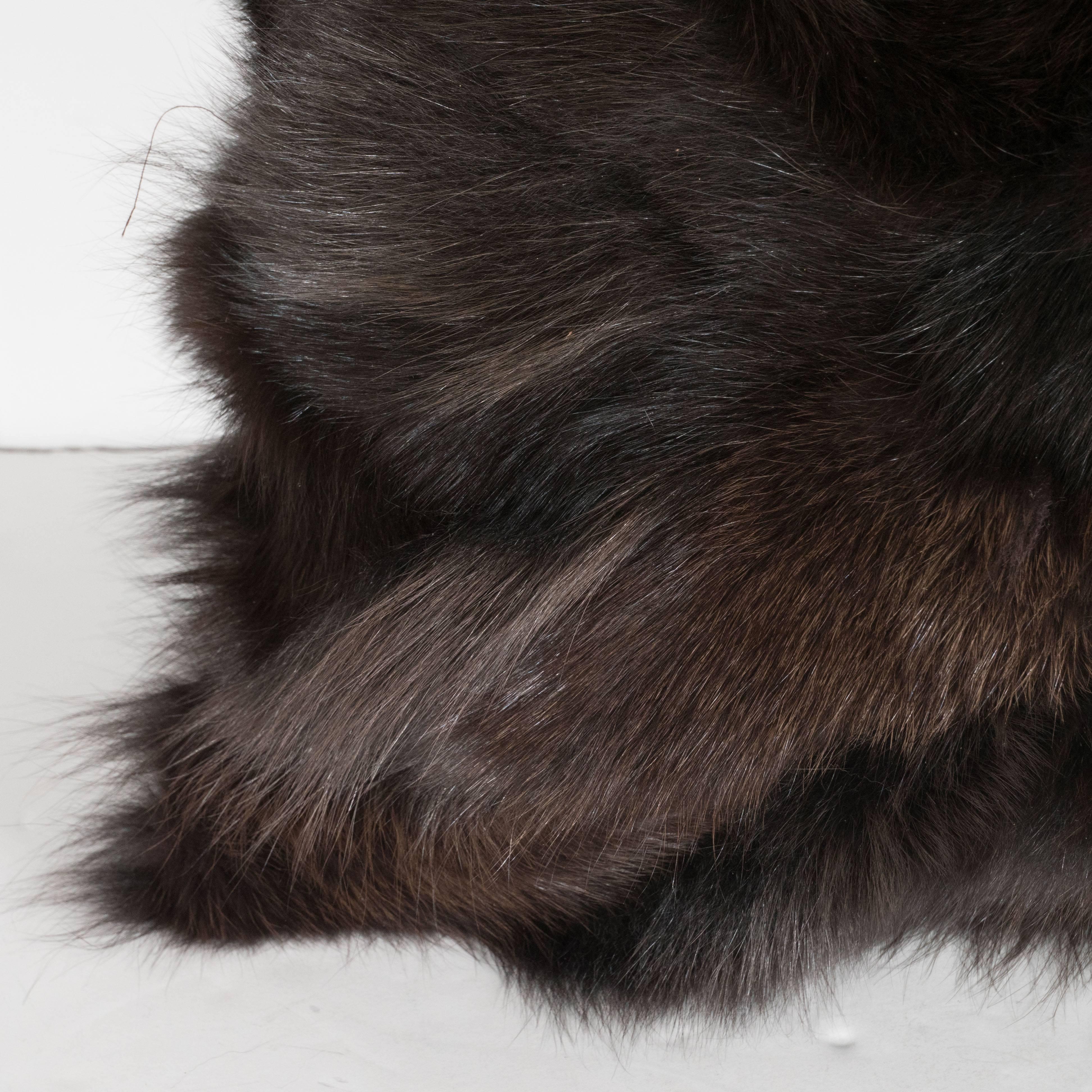 Contemporary Luxurious Custom New Handmade Fox Fur Pillows in a Stunning Onyx Shade For Sale