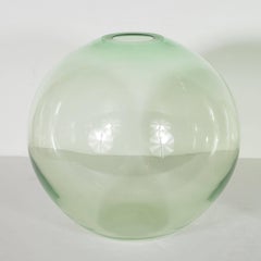 Pair of Modernist Globular Vases in Translucent Emerald Green by Nick Leonoff