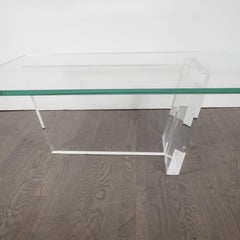 Sculptural Mid-Century Modernist Glass and Lucite Cocktail Table
