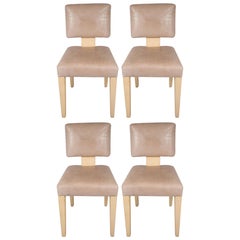 J. Robert Scott Dining or Side Chairs in Leather Upholstery with Shagreen Frame