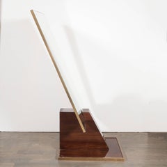 Refined French Art Deco Floor Mirror with Palisander Base and Bronze Mounts