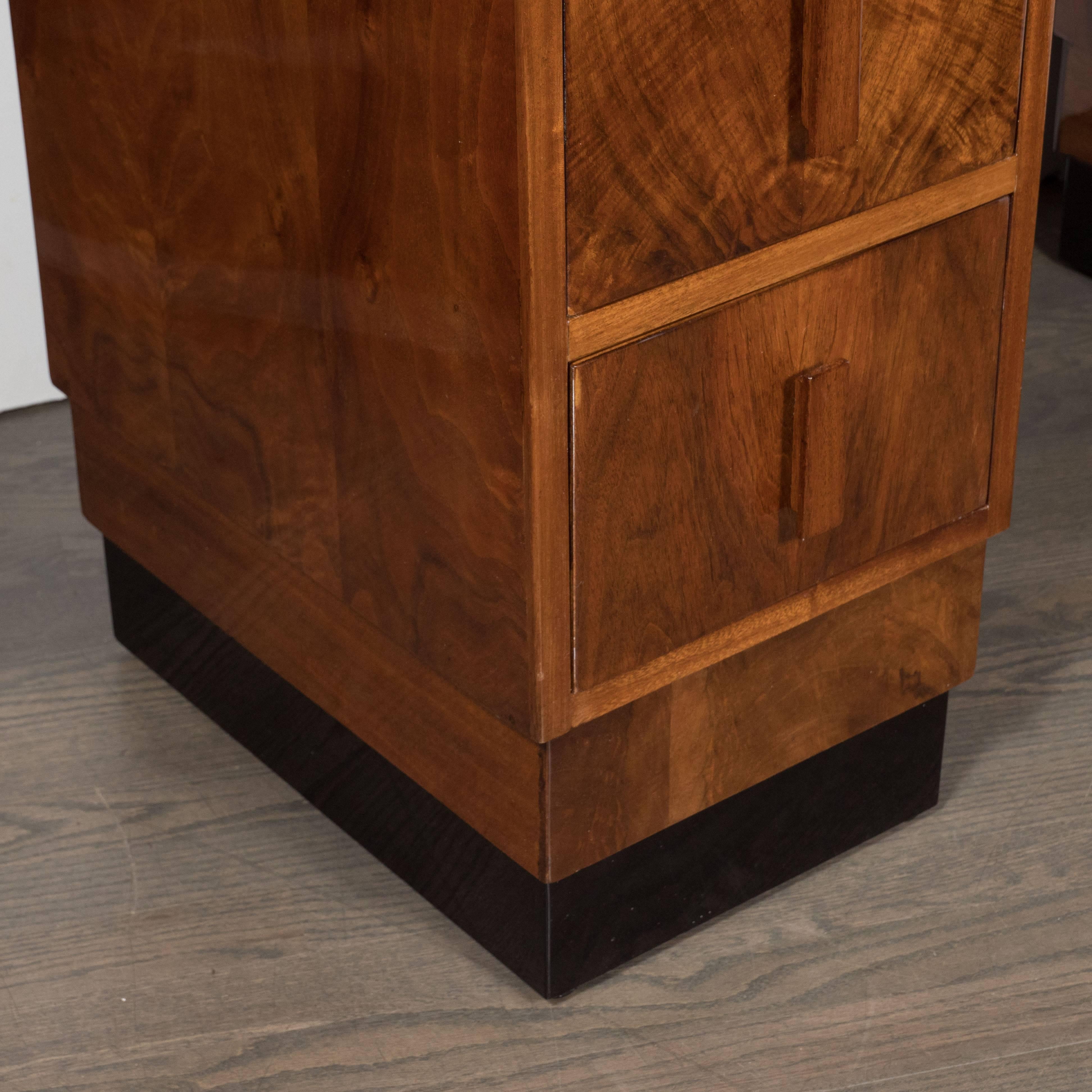 Art Deco Skyscraper Style Desk with Black Lacquer, Mahogany and Burled Walnut In Excellent Condition In New York, NY