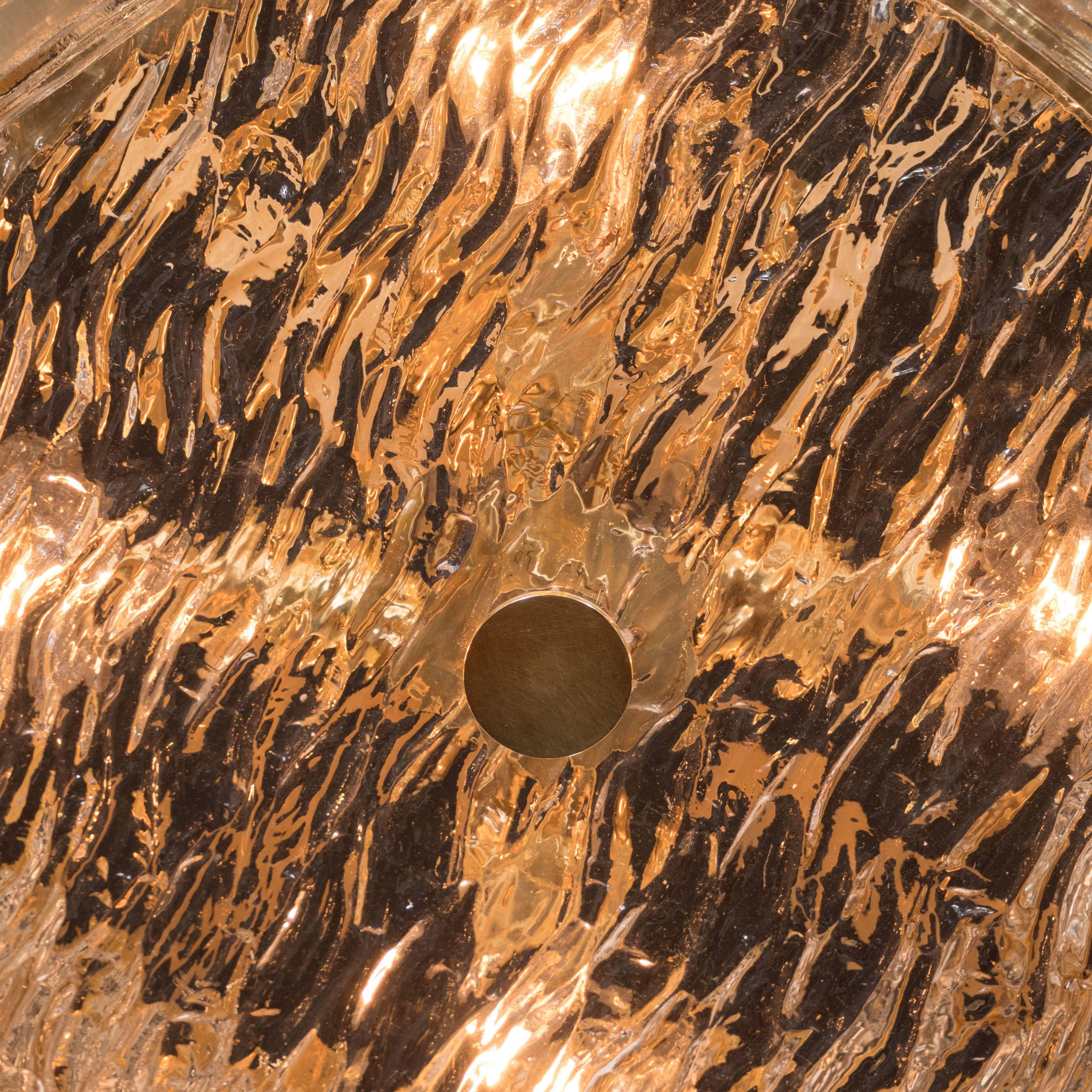 Stunning Textured Glass and Polished Brass Pendant by J.T. Kalmar 1