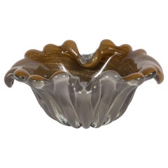 Mid-Century Modern Handblown Murano Bowl in Hues of Retro Bronze & Pewter