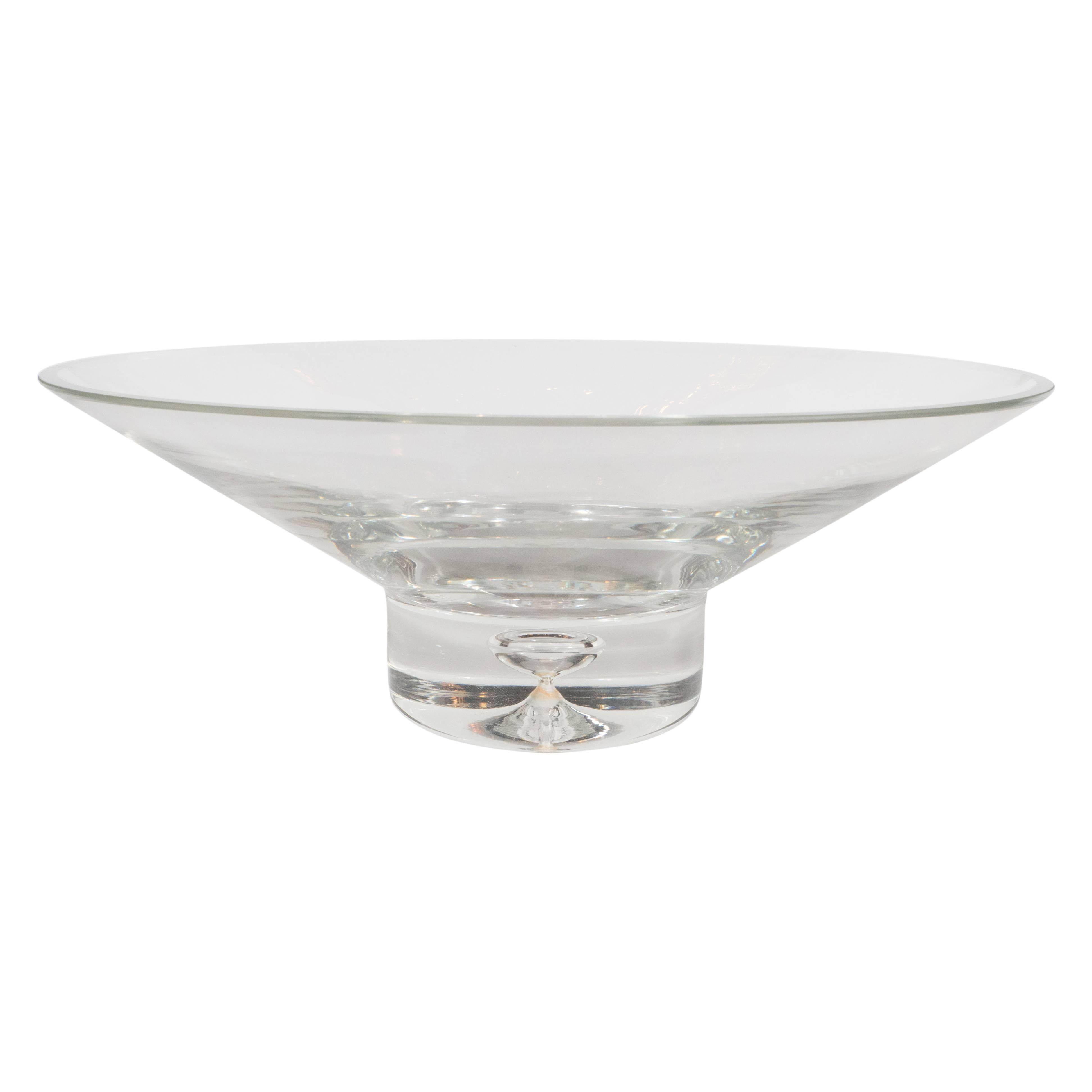 Mid-Century Modern Bowl with Suspended Bubble Detail by Steuben Glass