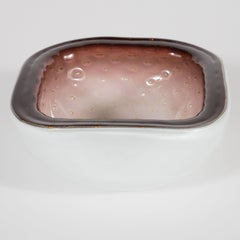 Mid-Century Modern Handblown Bowl with Champagne Pink Center & Chambord Rim