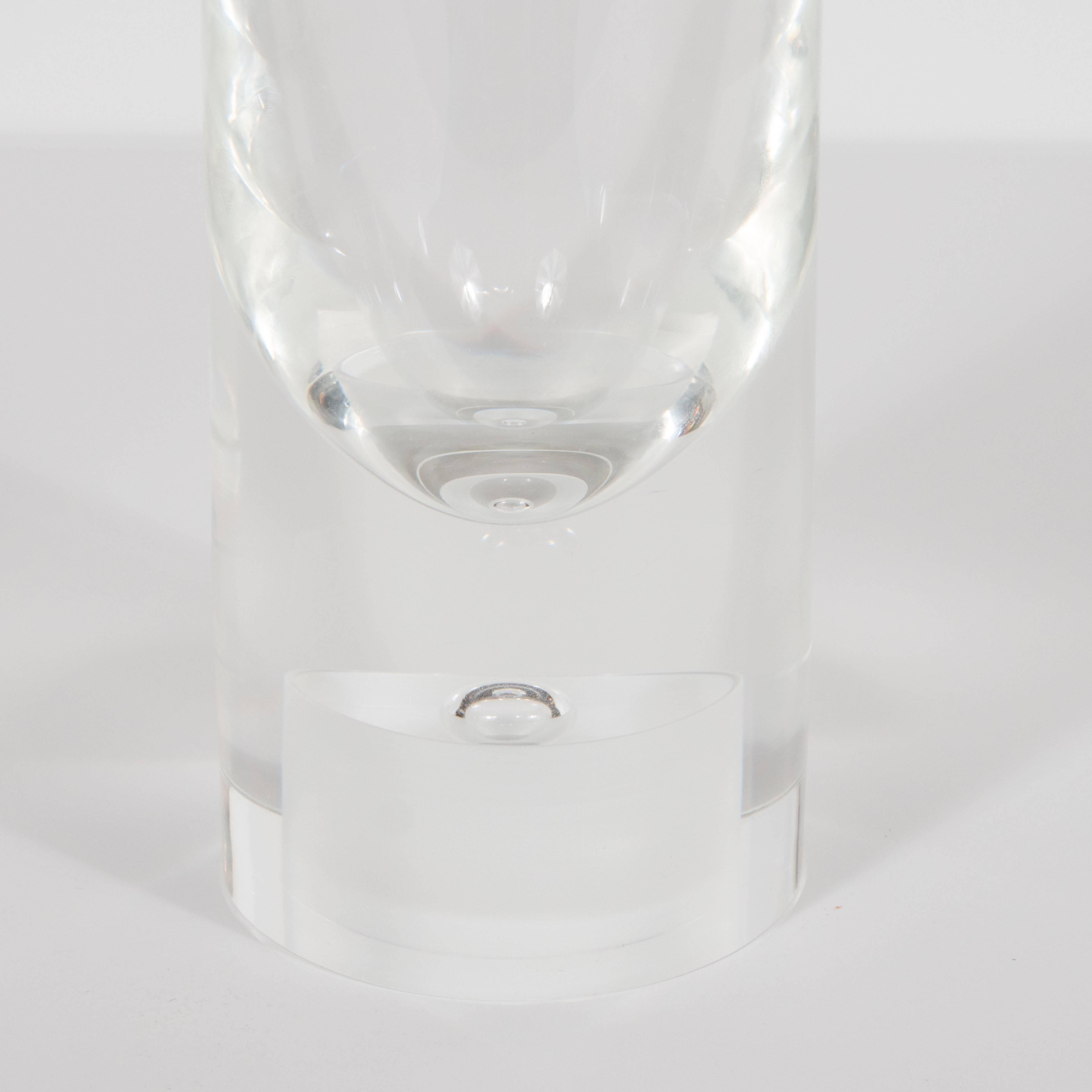 Mid-Century Modern Cylindrical Glass Vase with Bubble Detail by Steuben 1