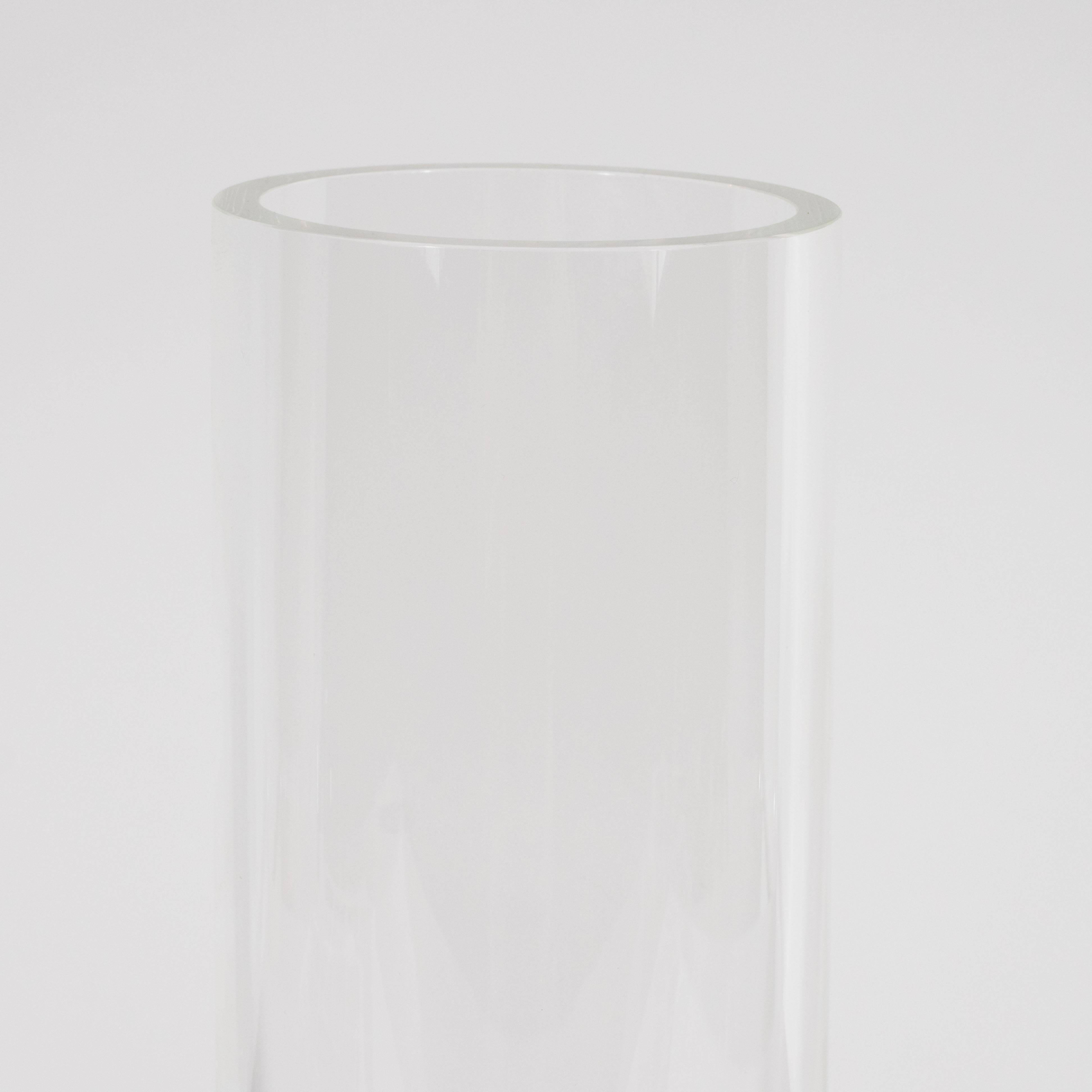 Blown Glass Mid-Century Modern Cylindrical Glass Vase with Bubble Detail by Steuben