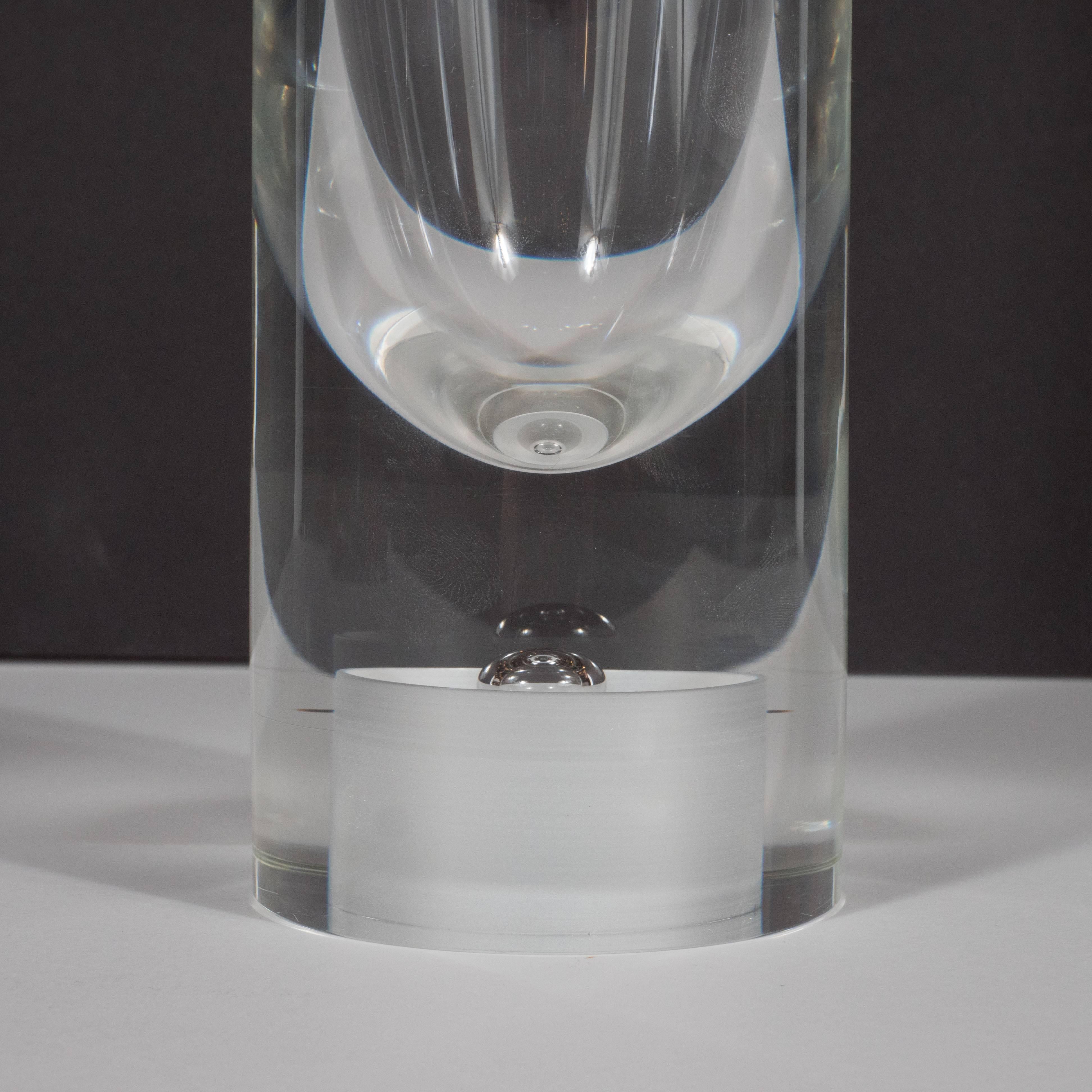 American Mid-Century Modern Cylindrical Glass Vase with Bubble Detail by Steuben