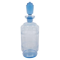 Art Deco Translucent Blue Czech Decanter with Geometric Patterns Throughout 12