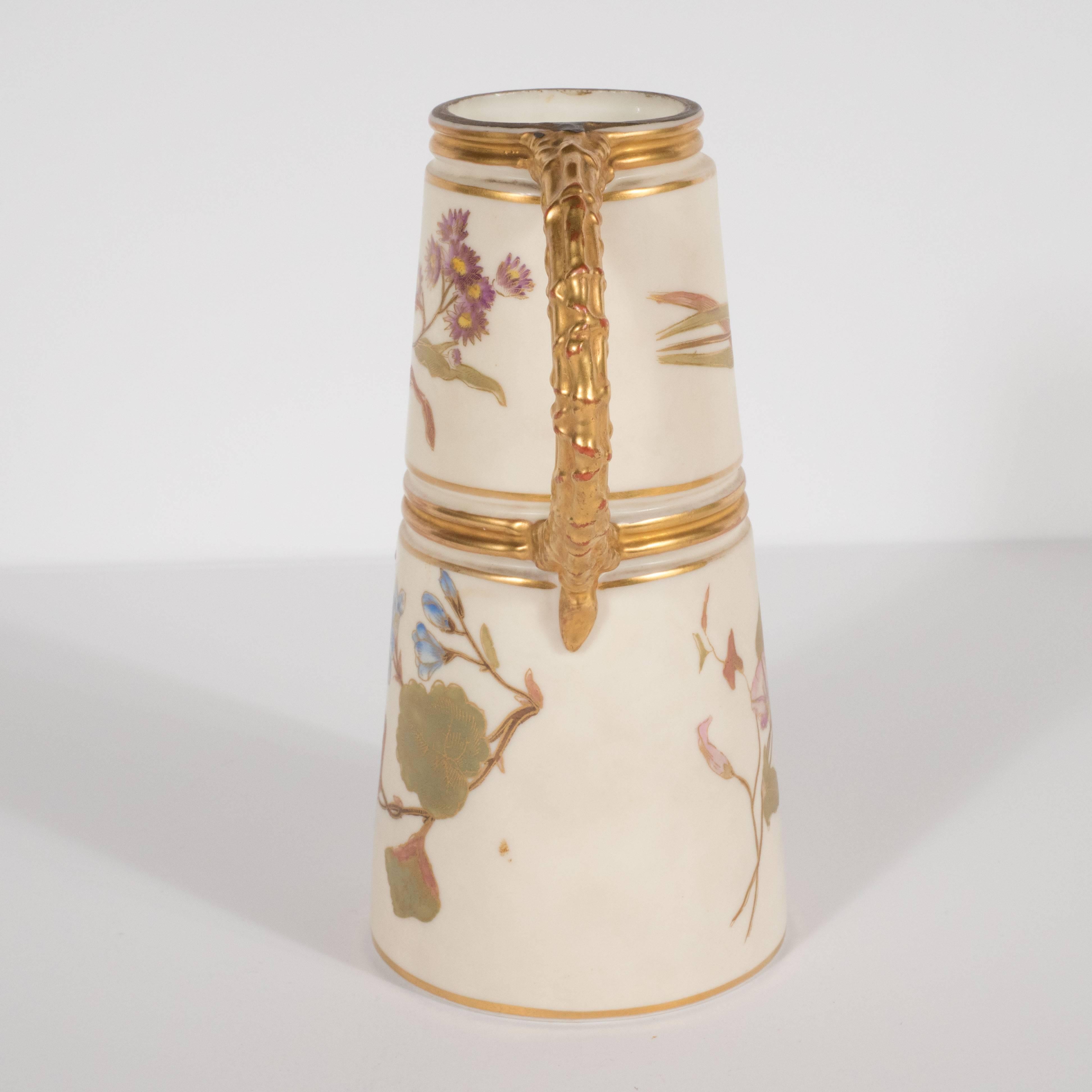 Art nouveau Vase Art Nouveau Bonn Royal Worcester peint et doré à la main avec motif floral en vente