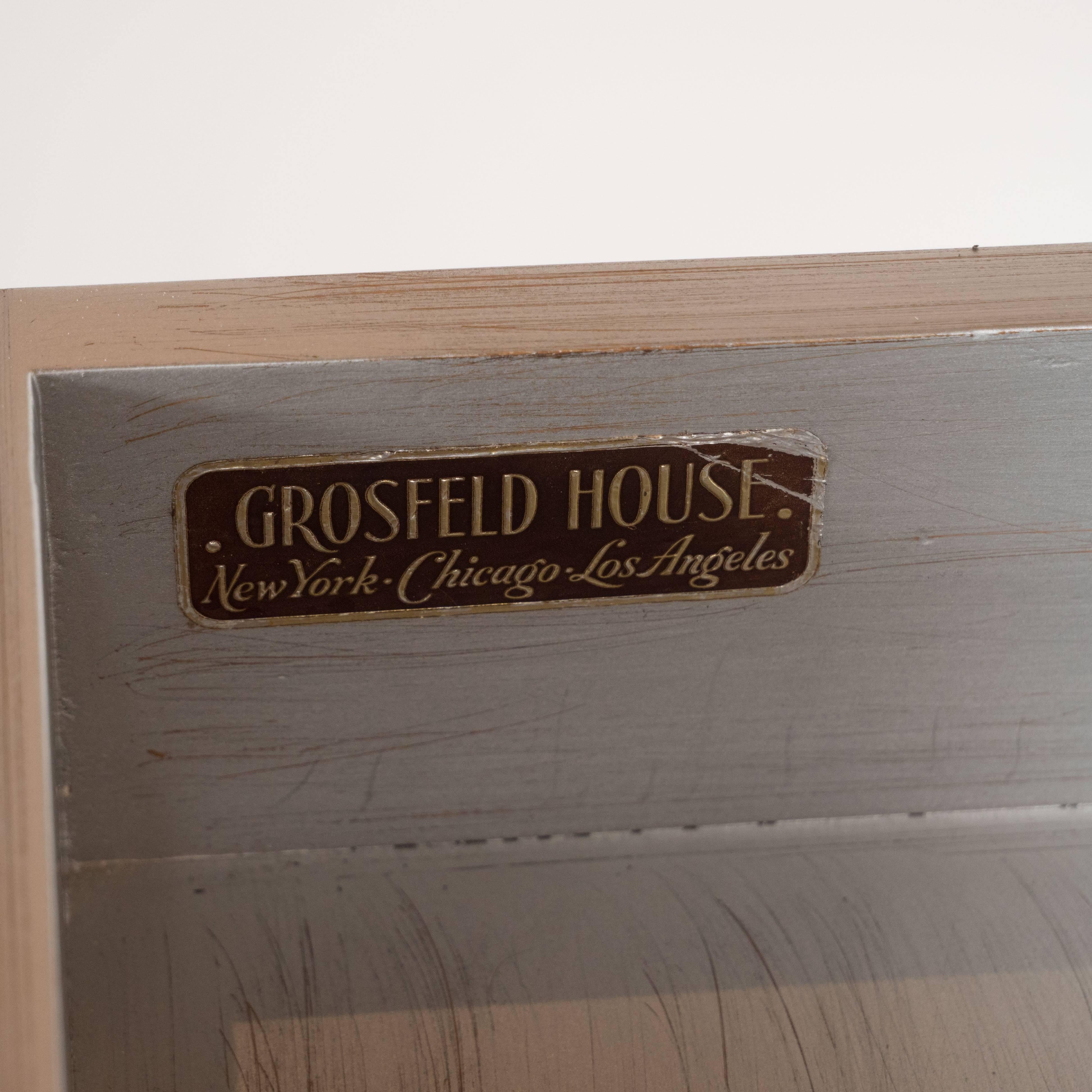 Pair of Deco End Tables in Silverleaf with Carrara Marble Tops by Grosfeld House 2