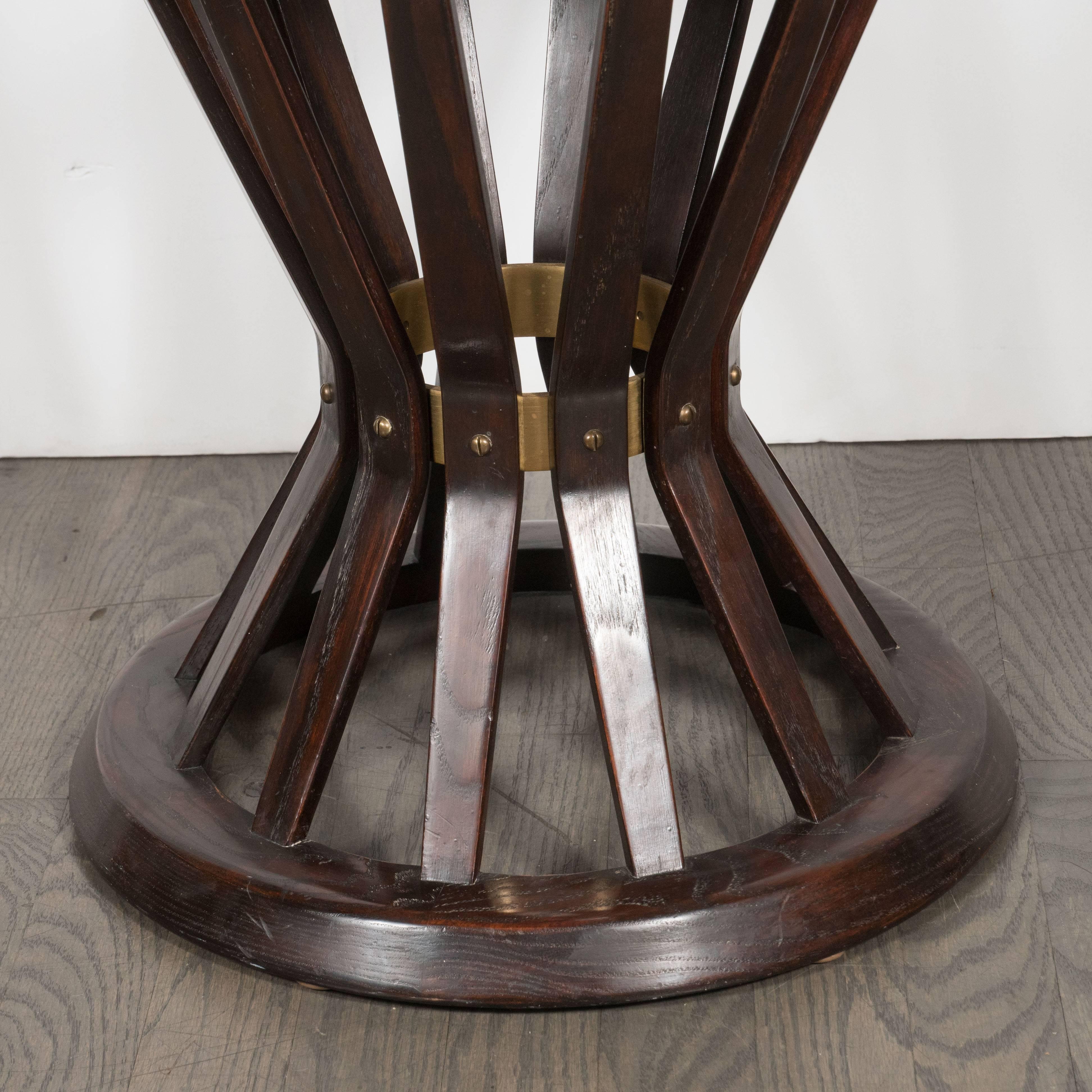 American Mid-Century Modern Occasional Table in Walnut, Brass & Glass by Edward Wormley