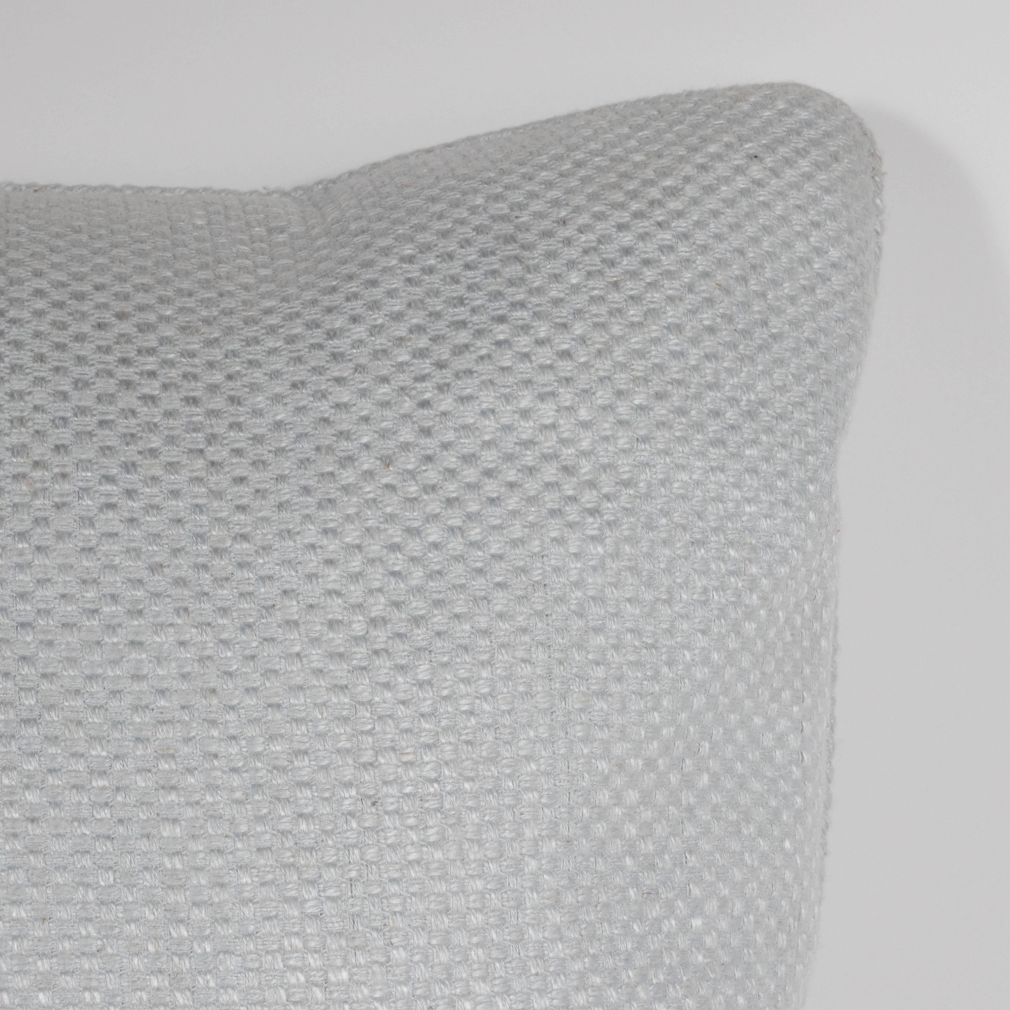 American Pair of Square Pillows in Patterned White Gold Italian Handwoven Silk For Sale