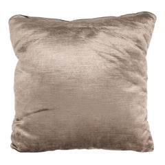 Coussin carré sophistiqué en velours de couleur taupe fumé