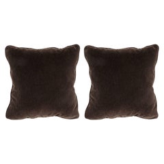 Gorgeous Pair of Custom Handmade Pillows in Chestnut Mohair Fabric 1
