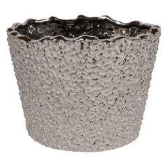 Pair of Organic Modern Handmade Ceramic Orchid Pots in White Gold