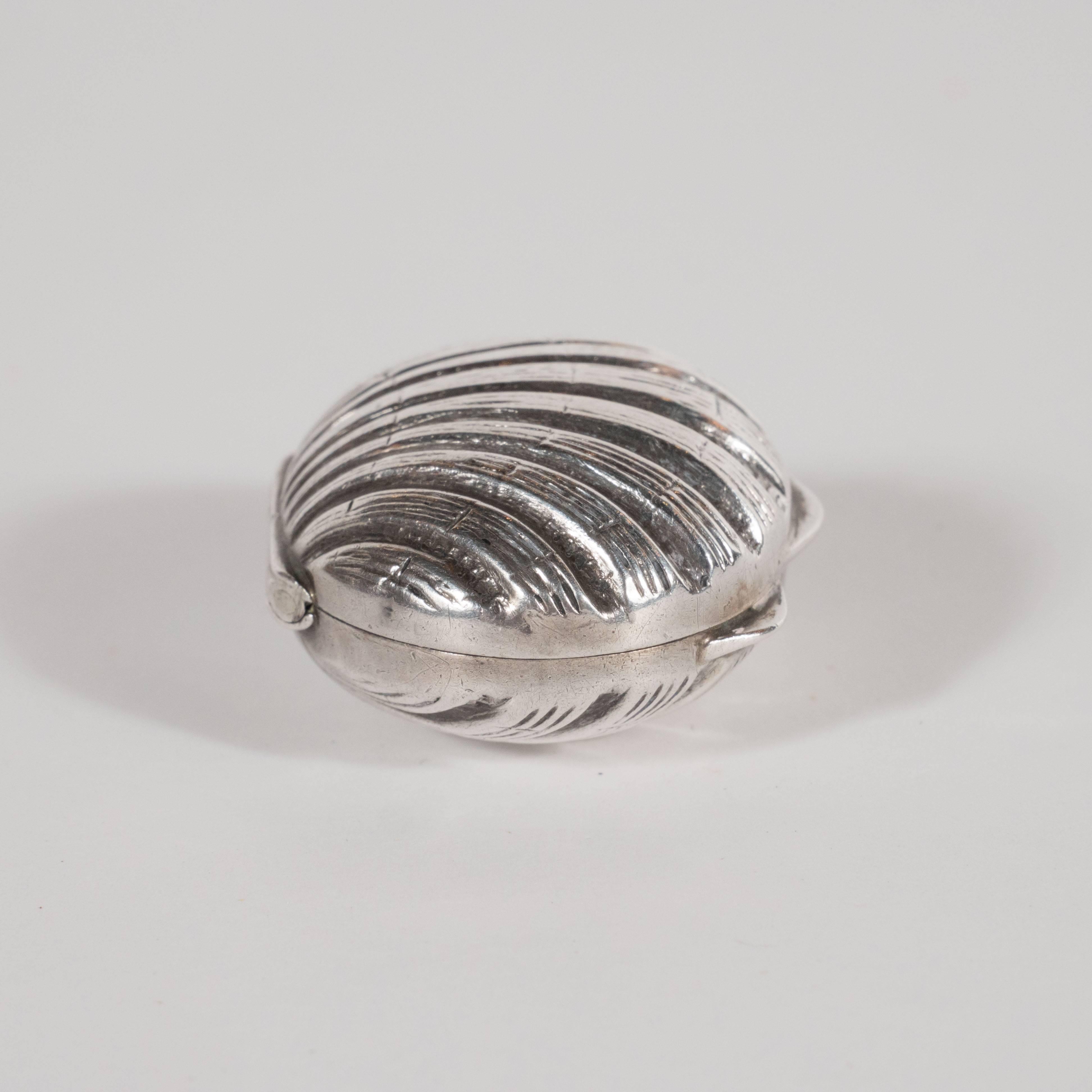 Italian Mid-Century Modern Scallop Sterling Silver Pill Case by Tiffany & Co.