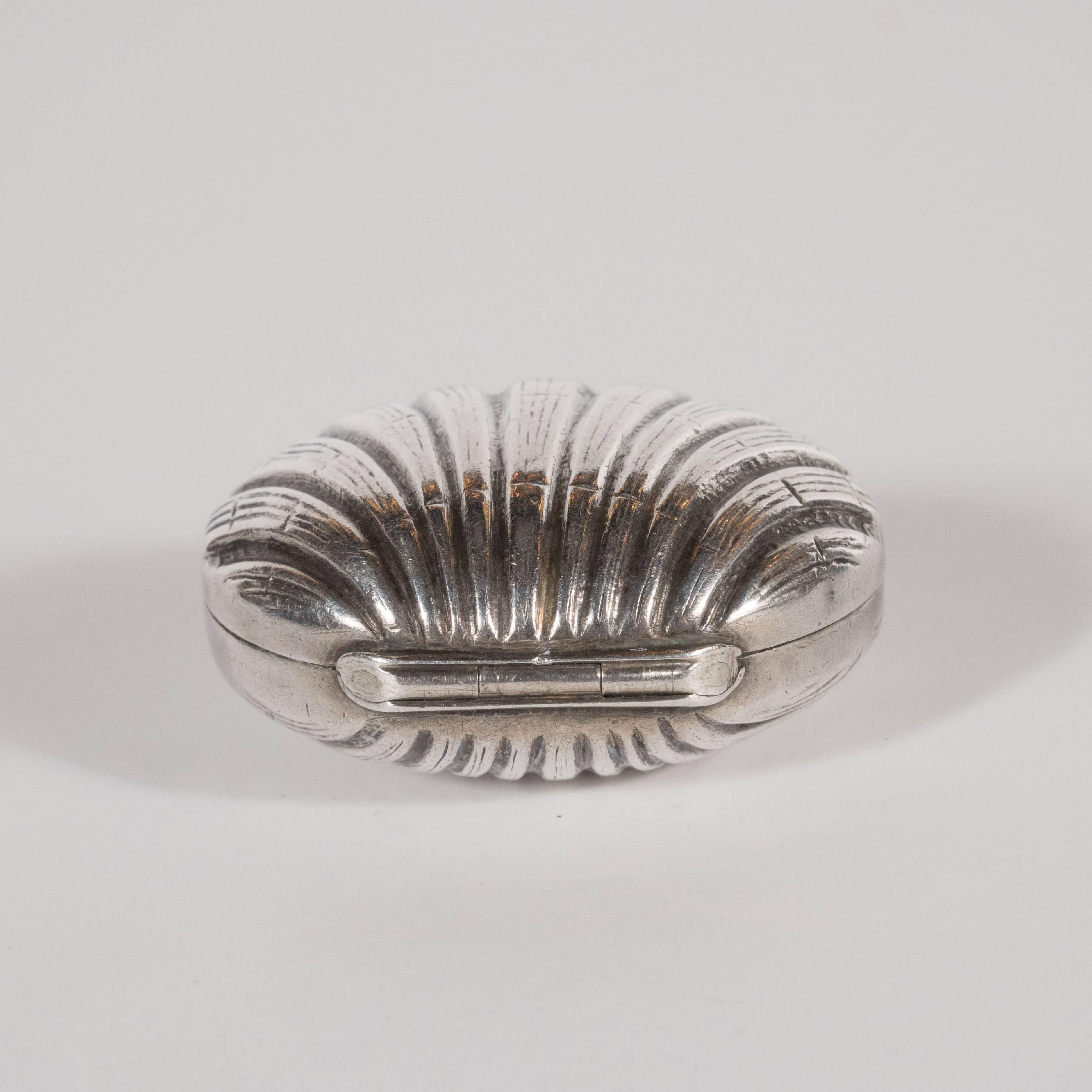 Mid-Century Modern Scallop Sterling Silver Pill Case by Tiffany & Co. In Excellent Condition In New York, NY